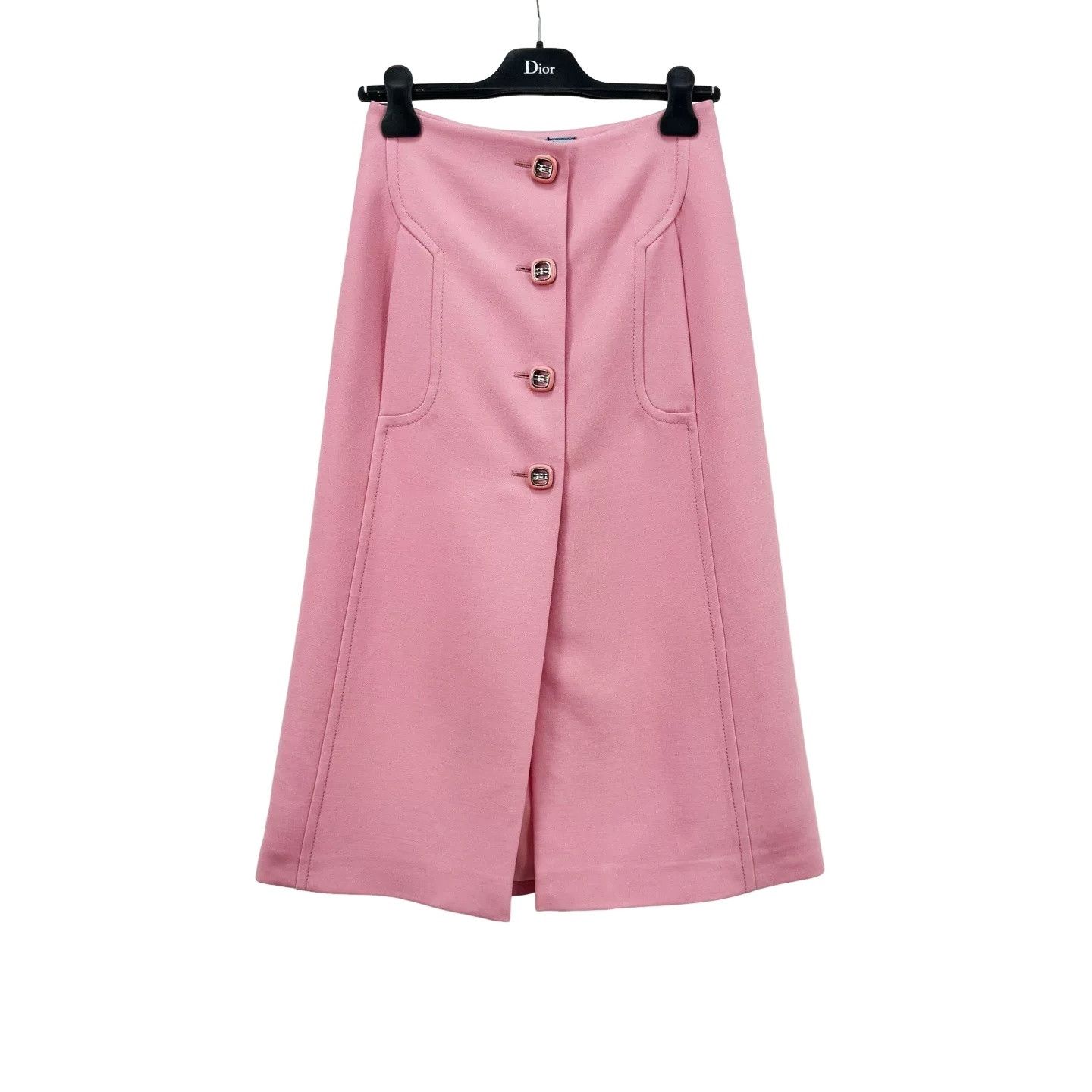 Prada Prada Pink Wool Button Skirt Size 38 Size 26" / US 2 / IT 38 - 1 Thumbnail