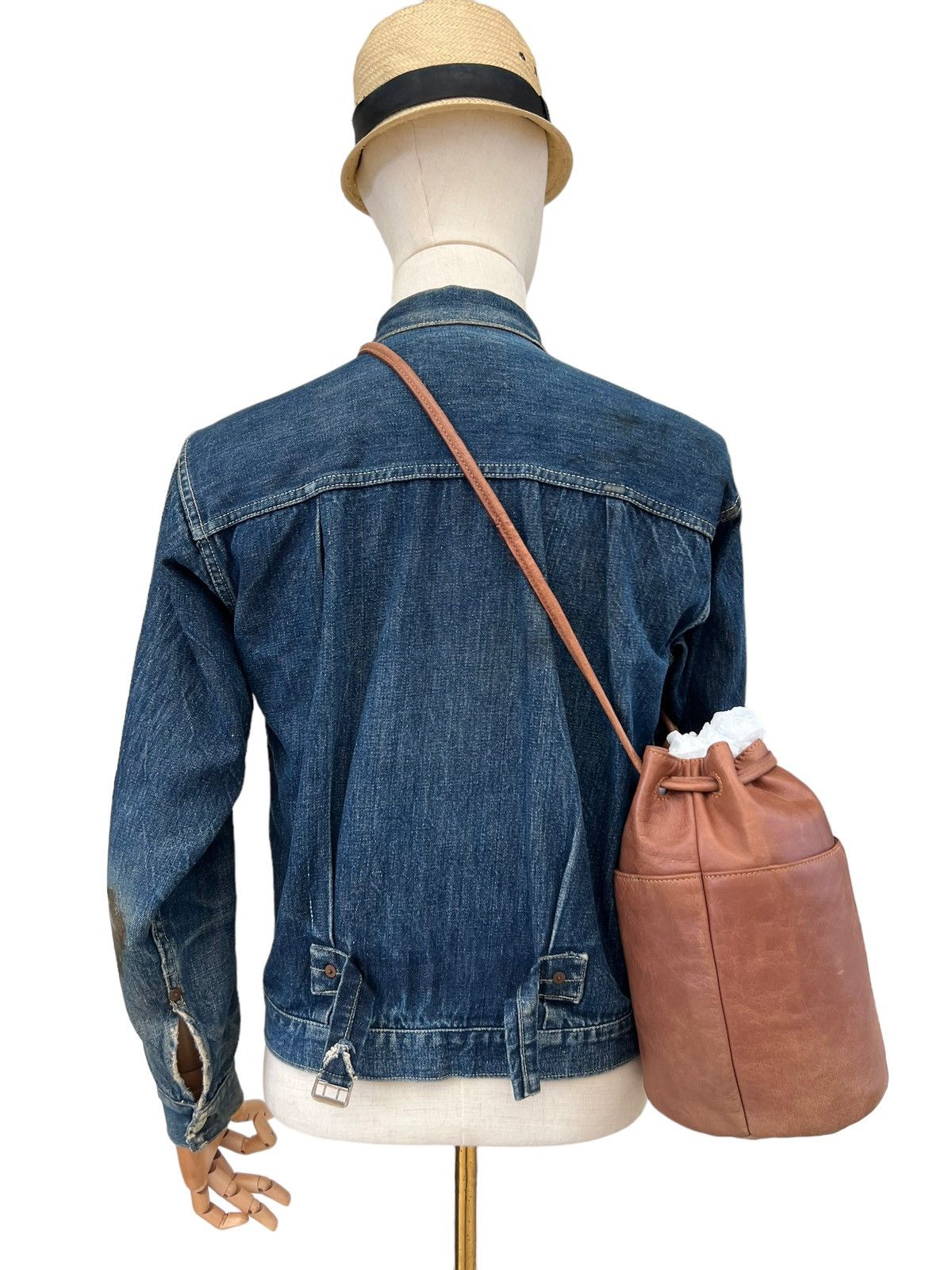 If Six Was Nine × Le Grande Bleu (L.G.B.) GOA Japan Patina Goat Goatskin Leather Bucket Bag Size ONE SIZE - 3 Thumbnail