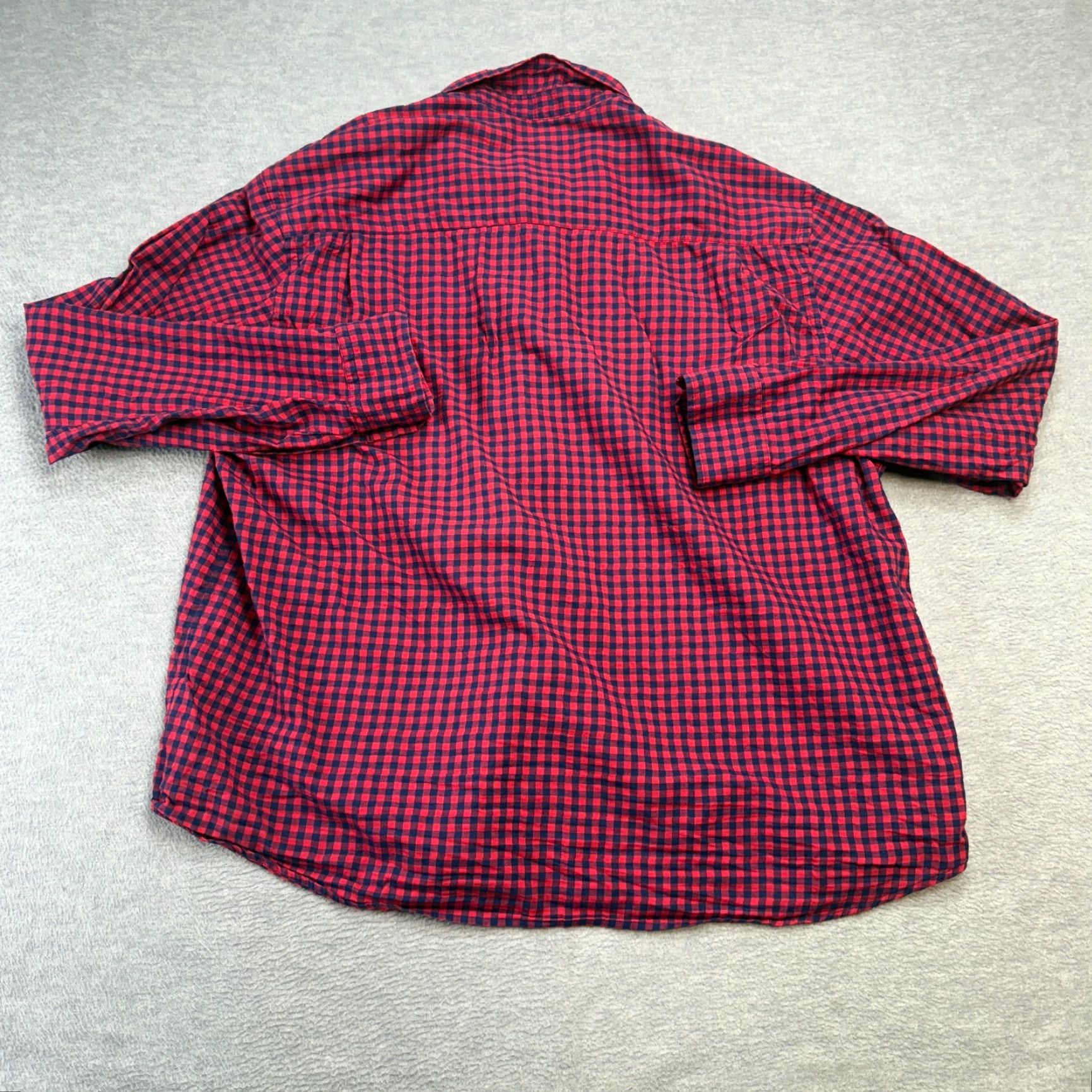 ASH Ash & Erie Shirt Mens XL Red Navy Gingham Check Button Down Lightweight Cotton Size US XL / EU 56 / 4 - 6 Thumbnail