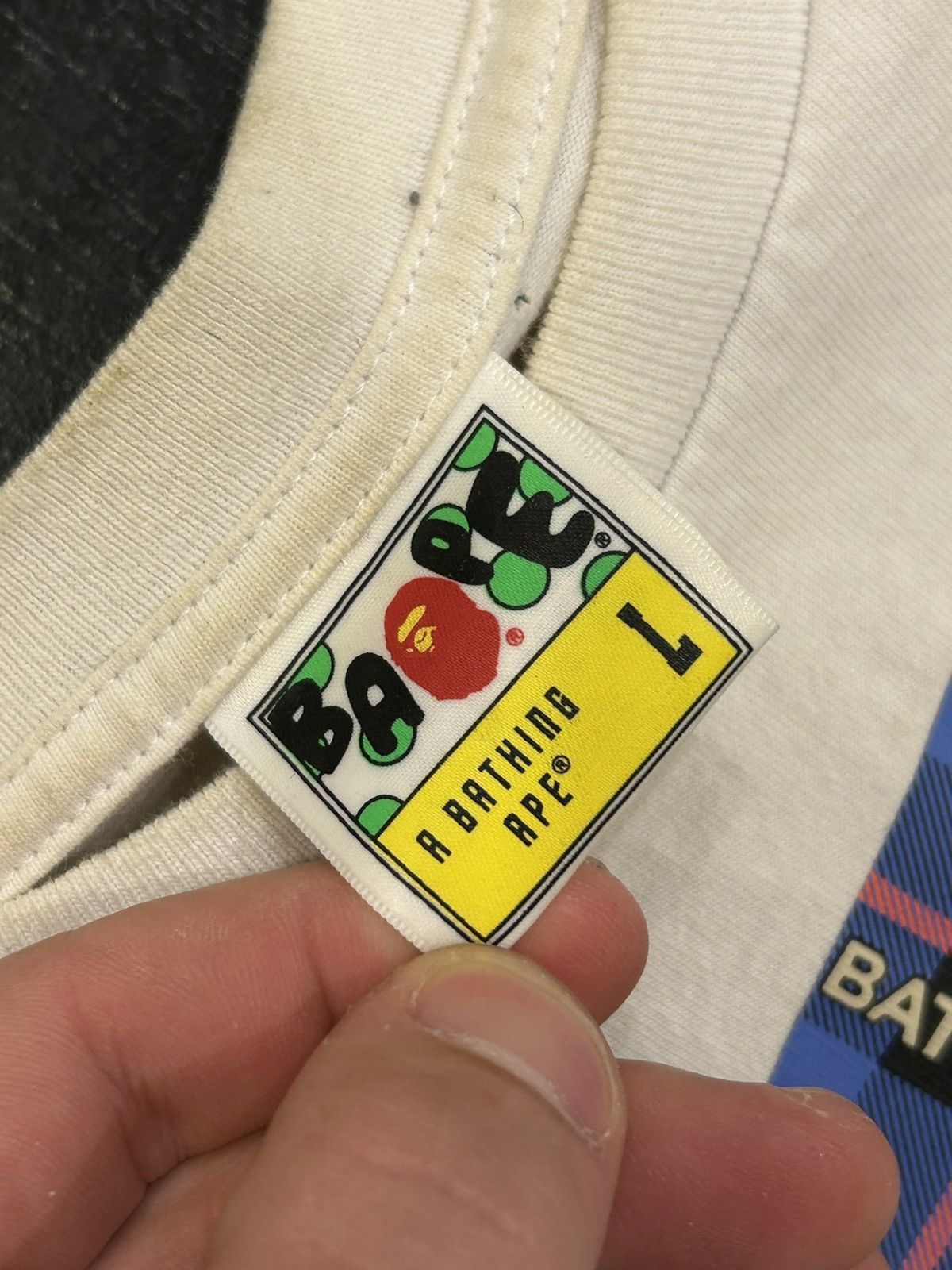 Bape Bape Plaid Ape Logo Tee - White Size US L / EU 52-54 / 3 - 3 Thumbnail