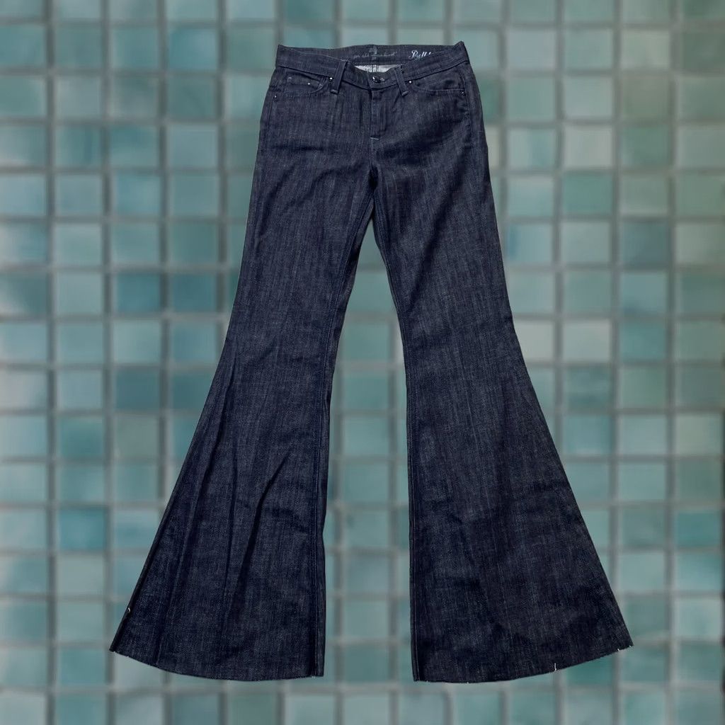 7 For All Mankind 7 For All Mankind Jeans Womens 25 Blue Bell Bottom Flared Leg Denim Frayed Hem Size 42" / US 20 - 1 Thumbnail