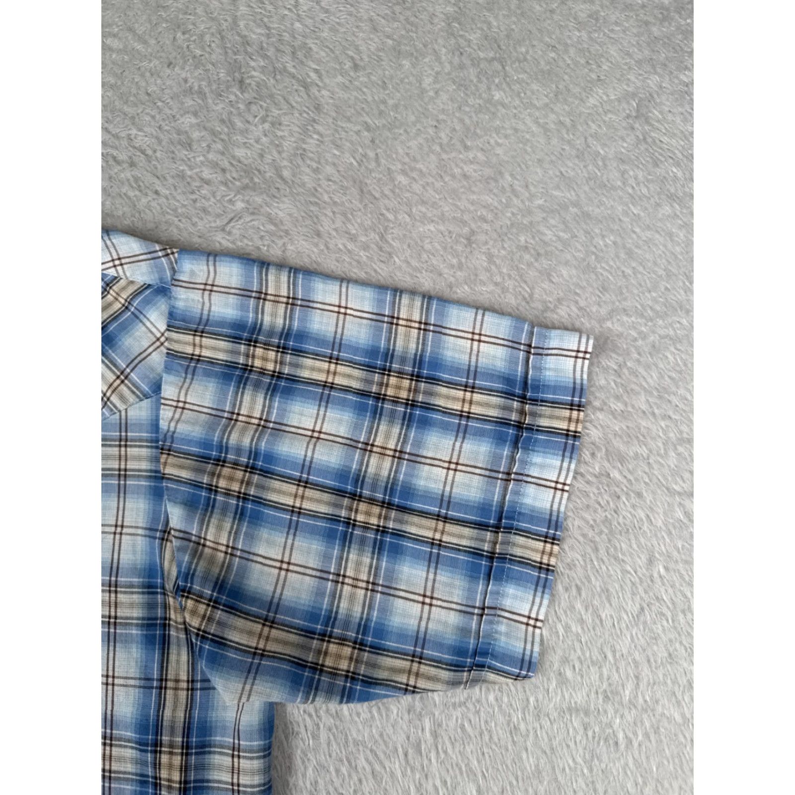 Vintage plains Shirt Men Large Blue Plaid Western Pearl Snap Rodeo Poly Blen Size US L / EU 52-54 / 3 - 2 Thumbnail