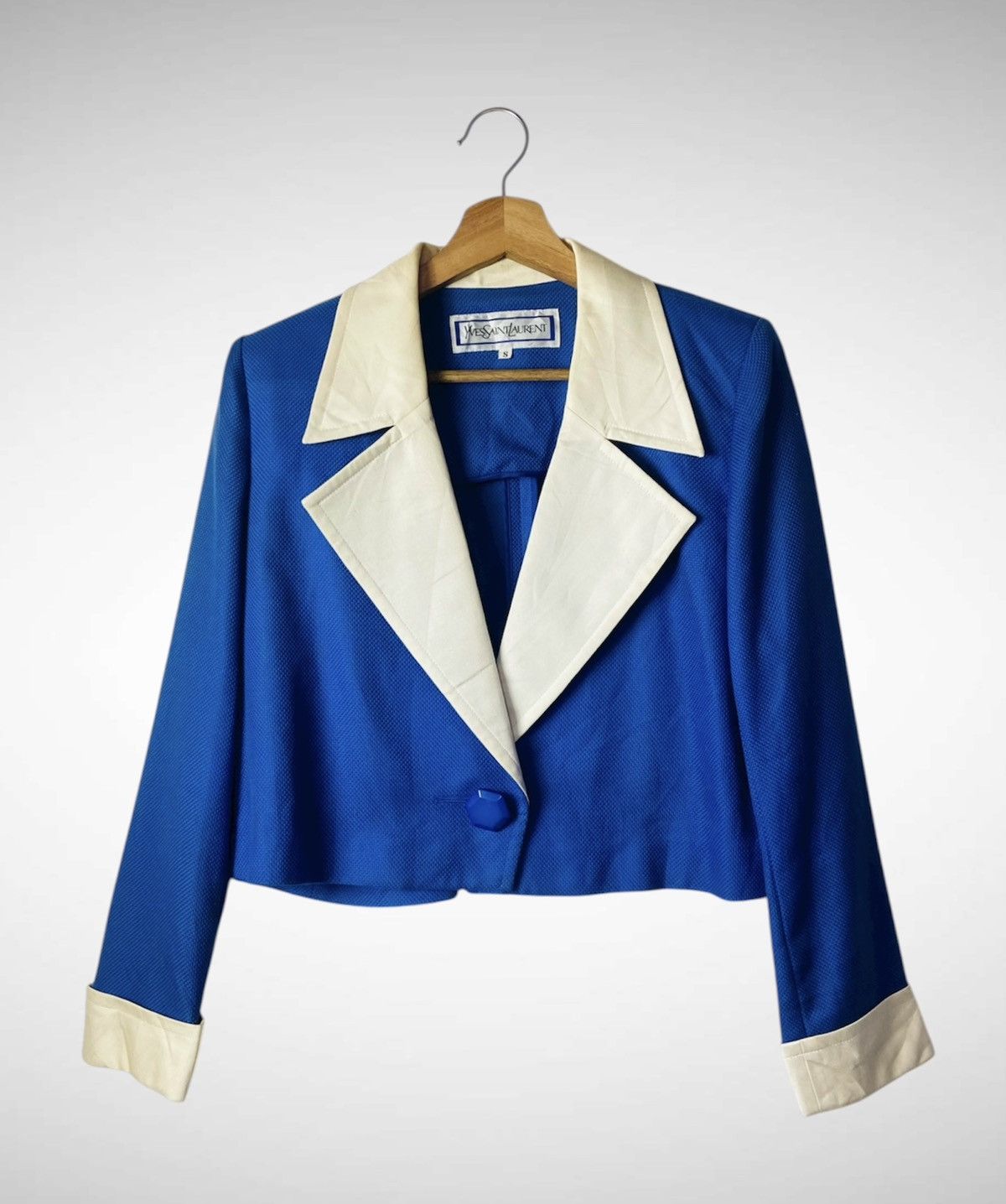 Yves Saint Laurent 🔥🔥Vintage Yves Saint Laurent Cropped Jacket With White Lapel Size M / US 6-8 / IT 42-44 - 1 Thumbnail
