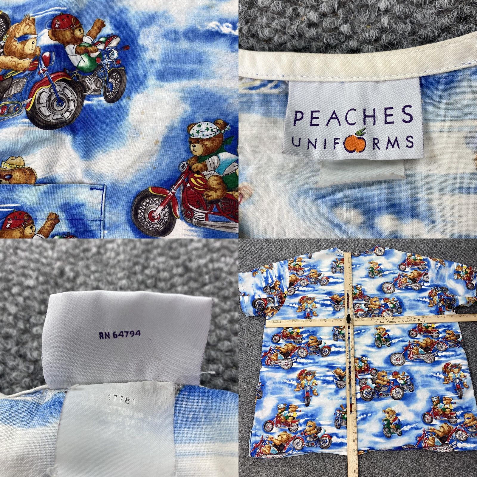 Vintage VINTAGE Peaches Uniforms Scrub Top Blouse Womens XL Blue V-Neck Short Sleeve Animal Print Pockets 60s 70s Mens Womens Girls Boys Size XL / US 12-14 / IT 48-50 - 8 Thumbnail