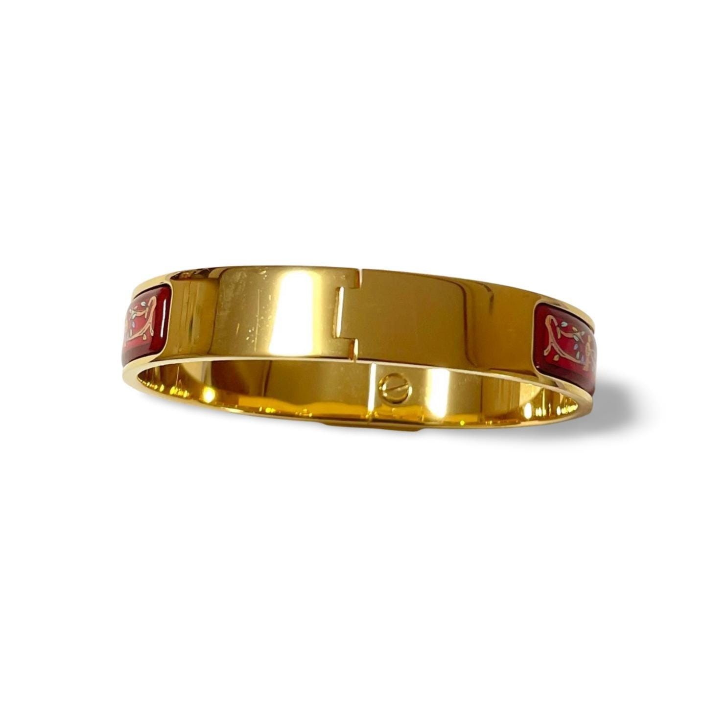 Hermes Vintage Hermes cloisonne enamel golden bangle, rabbit,fox Size ONE SIZE - 4 Thumbnail