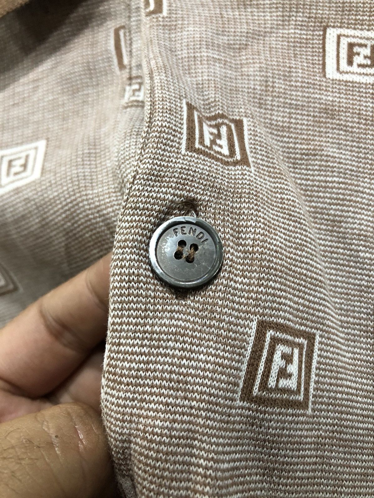 Fendi 1990 - Fendi Monogram Longsleeve Polo Shirt Size US L / EU 52-54 / 3 - 6 Thumbnail