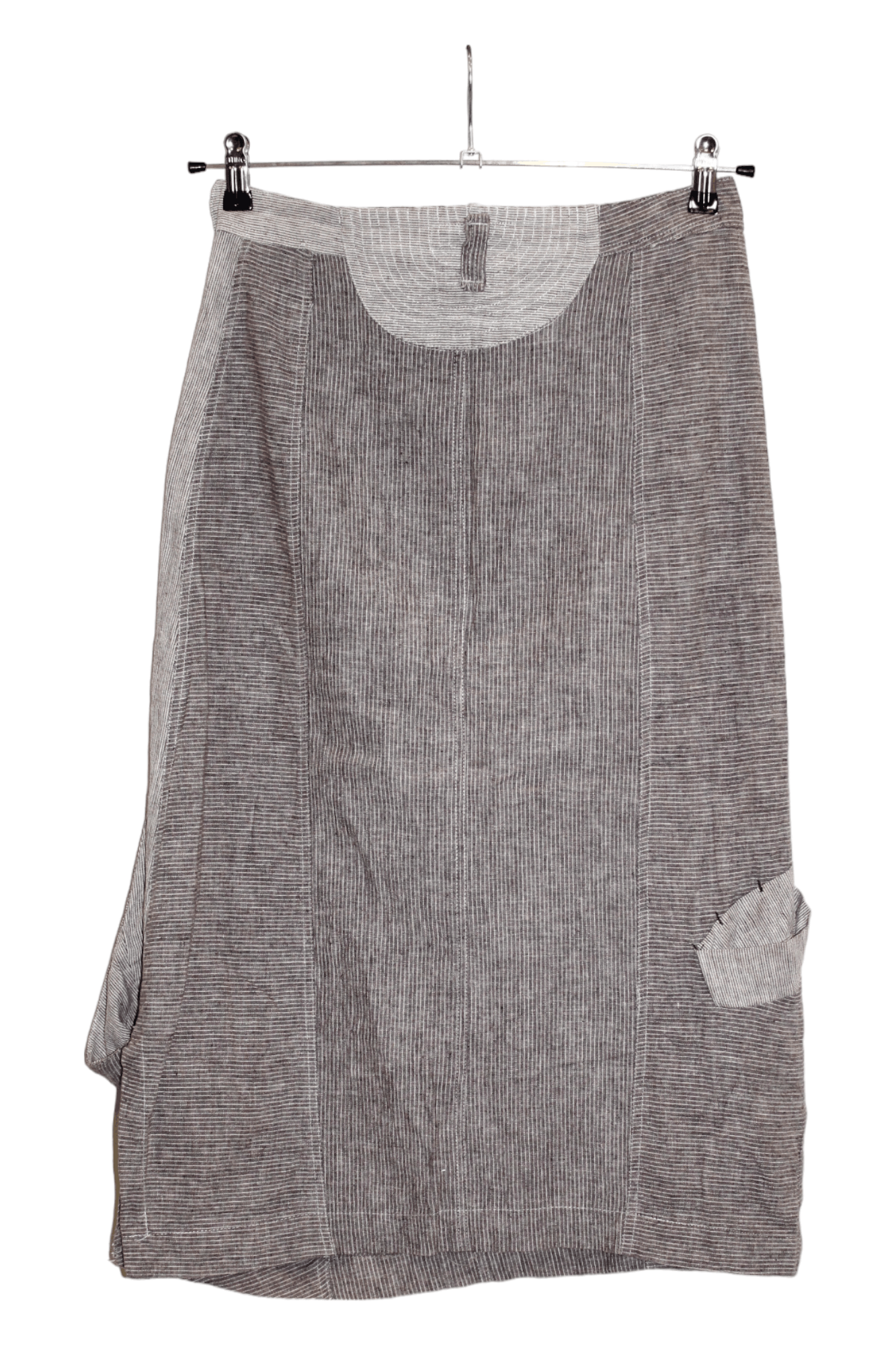 Japanese Brand Rare VTG🔥 ANIMALE Hickory Linen Cotton Asymmetric Skirt Size 30" / US 8 / IT 44 - 2 Thumbnail