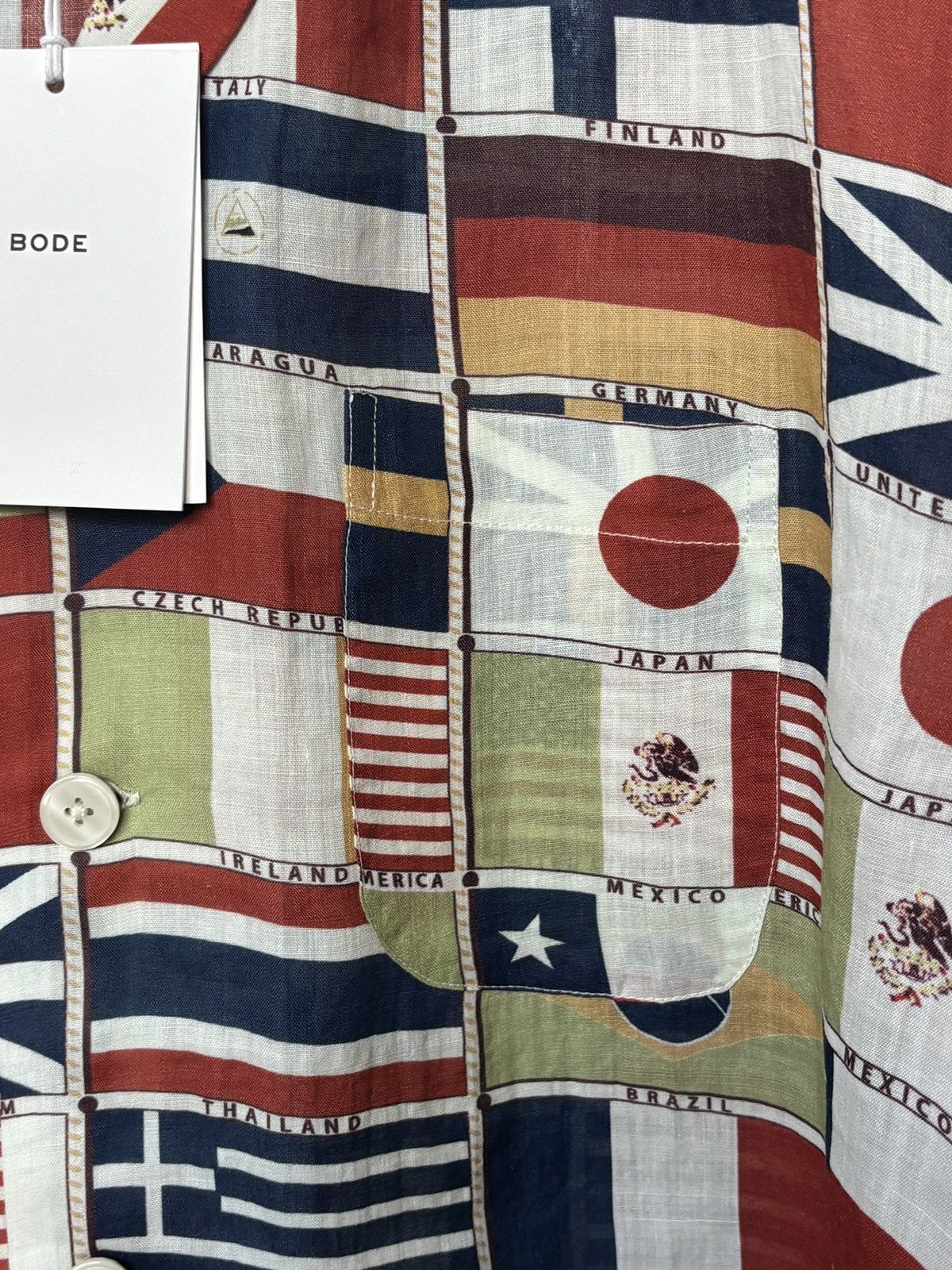 Bode BODE | LINEN FLAG BUTTON UP SHIRT Size US XL / EU 56 / 4 - 6 Thumbnail