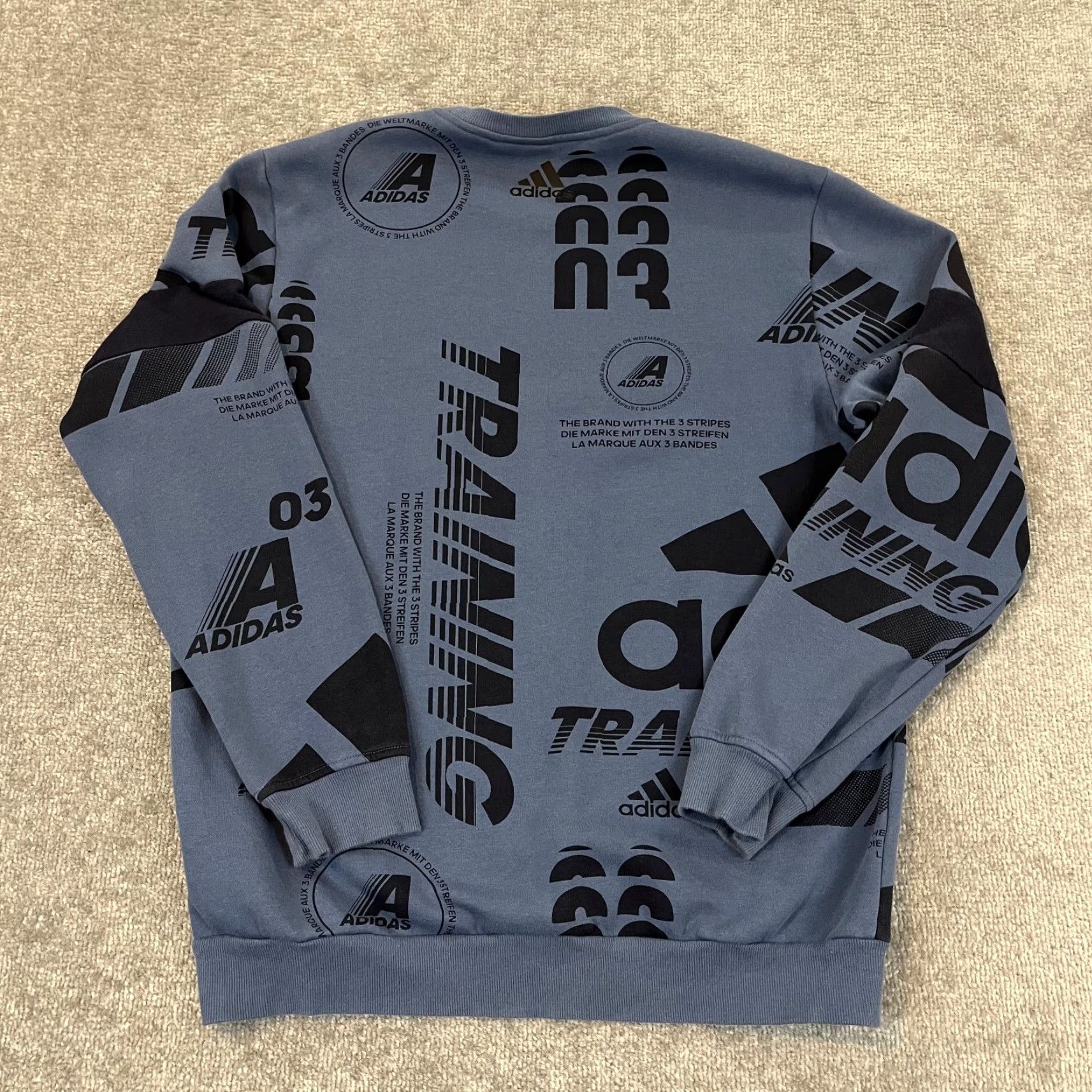 Adidas ADIDAS Pullover Mens Large Blue Pullover Post Game Crewneck Sweatshirt All Over Size US L / EU 52-54 / 3 - 6 Thumbnail