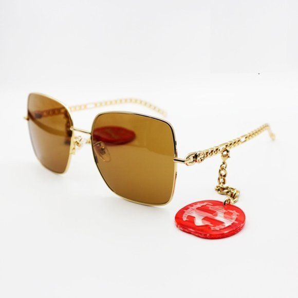image of New Gucci Gg0724S Brown Charm Sunglasses, Women's