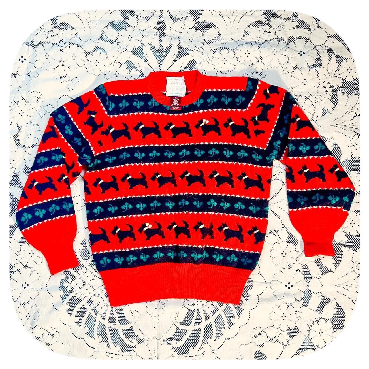 Lord & Taylor VTG 80s Handmade Wool Scottie Dog Sweater Lord & Taylor Size L / US 10 / IT 46 - 1 Thumbnail