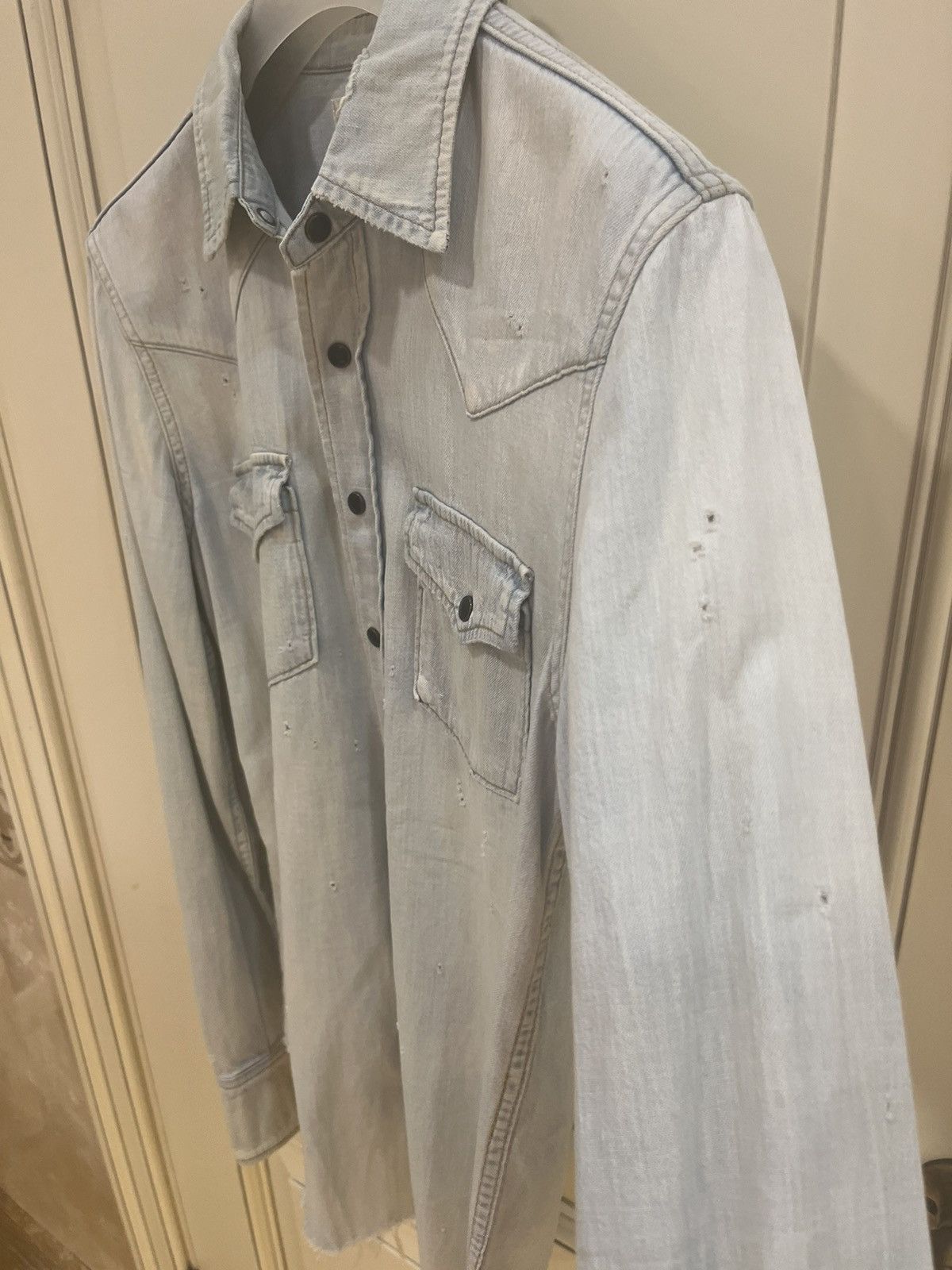 Saint Laurent Paris Distressed western denim shirt size M Size US M / EU 48-50 / 2 - 8 Thumbnail