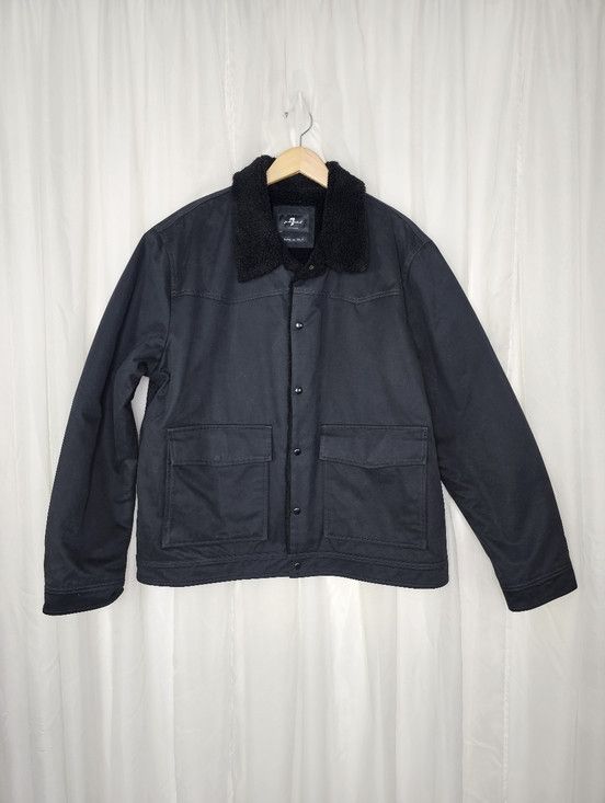 7 For All Mankind 7 For All Mankind Western Trucker Jacket Black Sherpa Lined Size US XXL / EU 58 / 5 - 2 Thumbnail