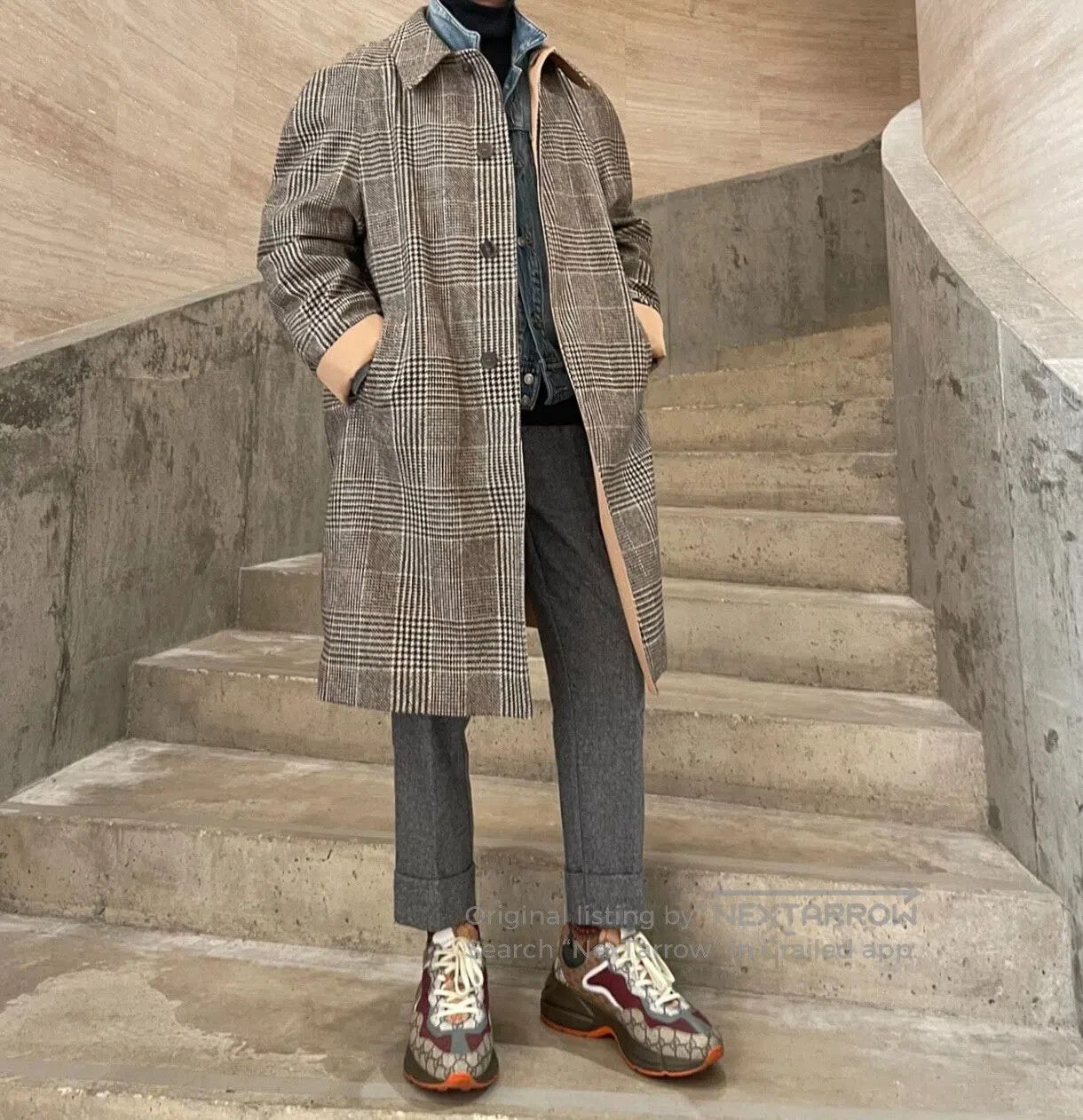 Maison Margiela Maison Margiela Khaki Houndstooth Reversible Overcoat Jack Size S / US 4 / IT 40 - 7 Thumbnail