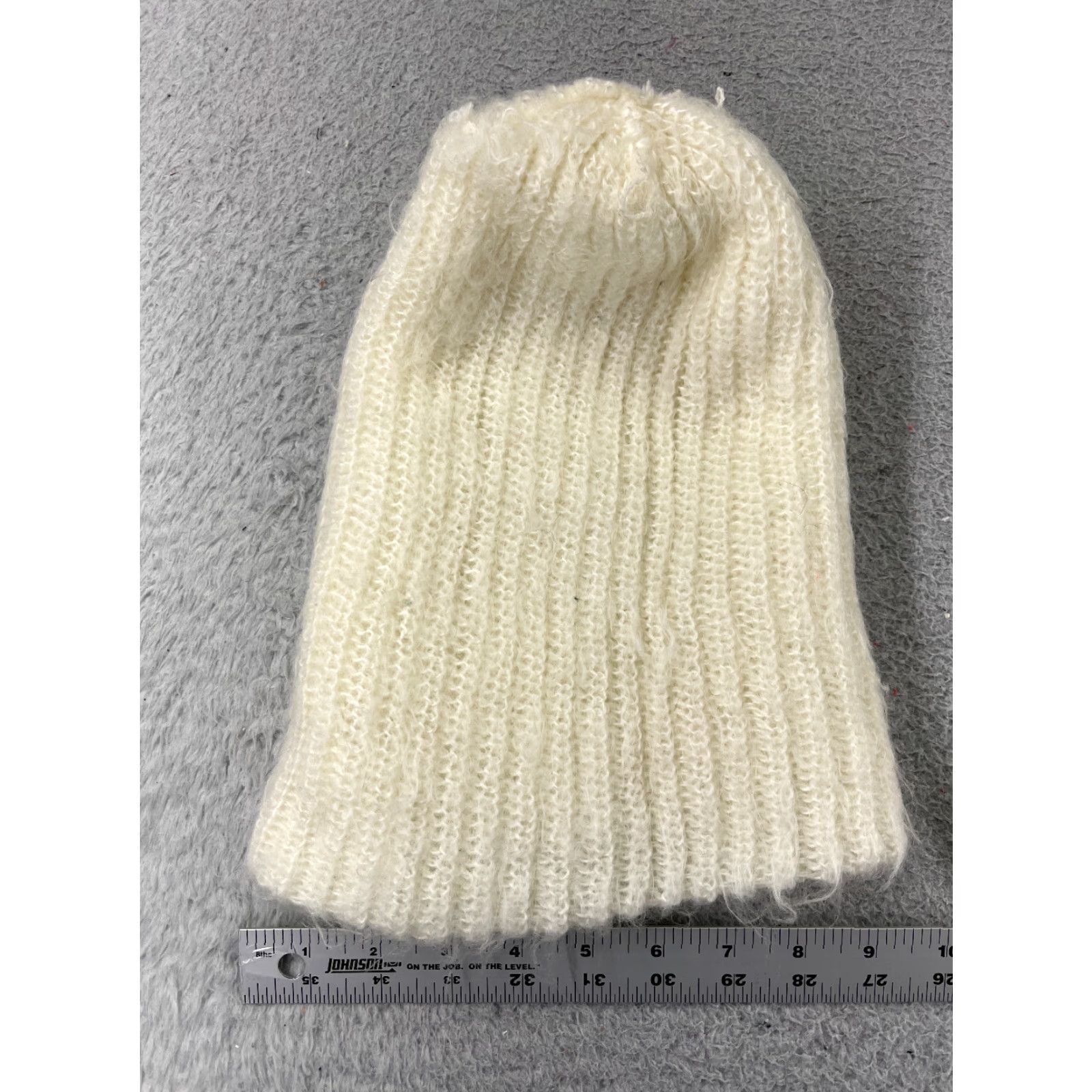 Vintage Womens Beanie Hat One Size Ivory Knit Cotton Blend Ski Winter Beanie Adult Womens Accessories 90s Theme? Size ONE SIZE - 3 Thumbnail