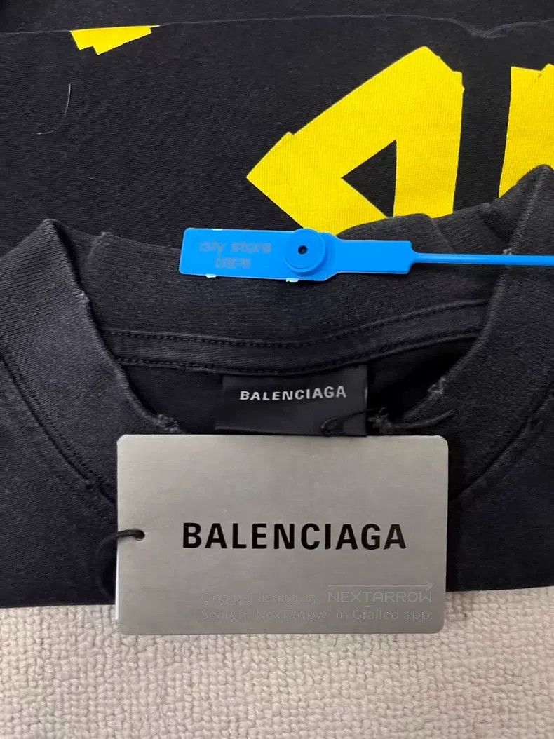 Balenciaga Balenciaga Tape Letter Logo Printed Ribbed Short Sleeve Lo Size US L / EU 52-54 / 3 - 4 Thumbnail