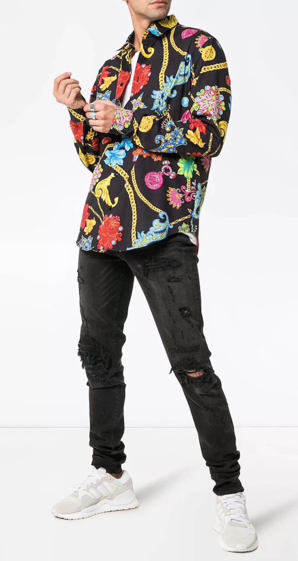 Versace Versace Classic Floral Chain Print Shirt Size US M / EU 48-50 / 2 - 1 Thumbnail