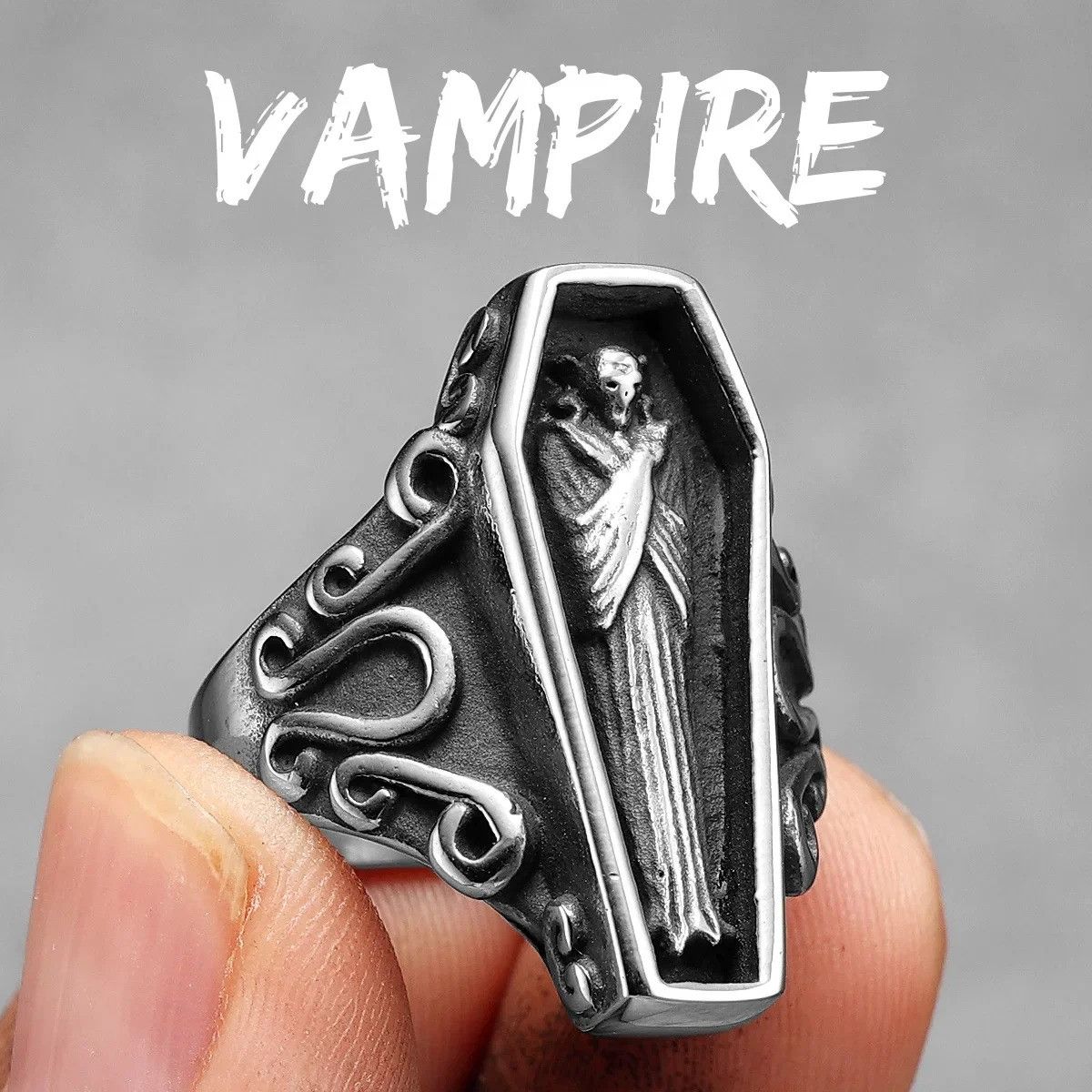 Jewelry Gothic Coffin Ring Jewelry Streetwear Fashion Gift Size ONE SIZE - 5 Thumbnail