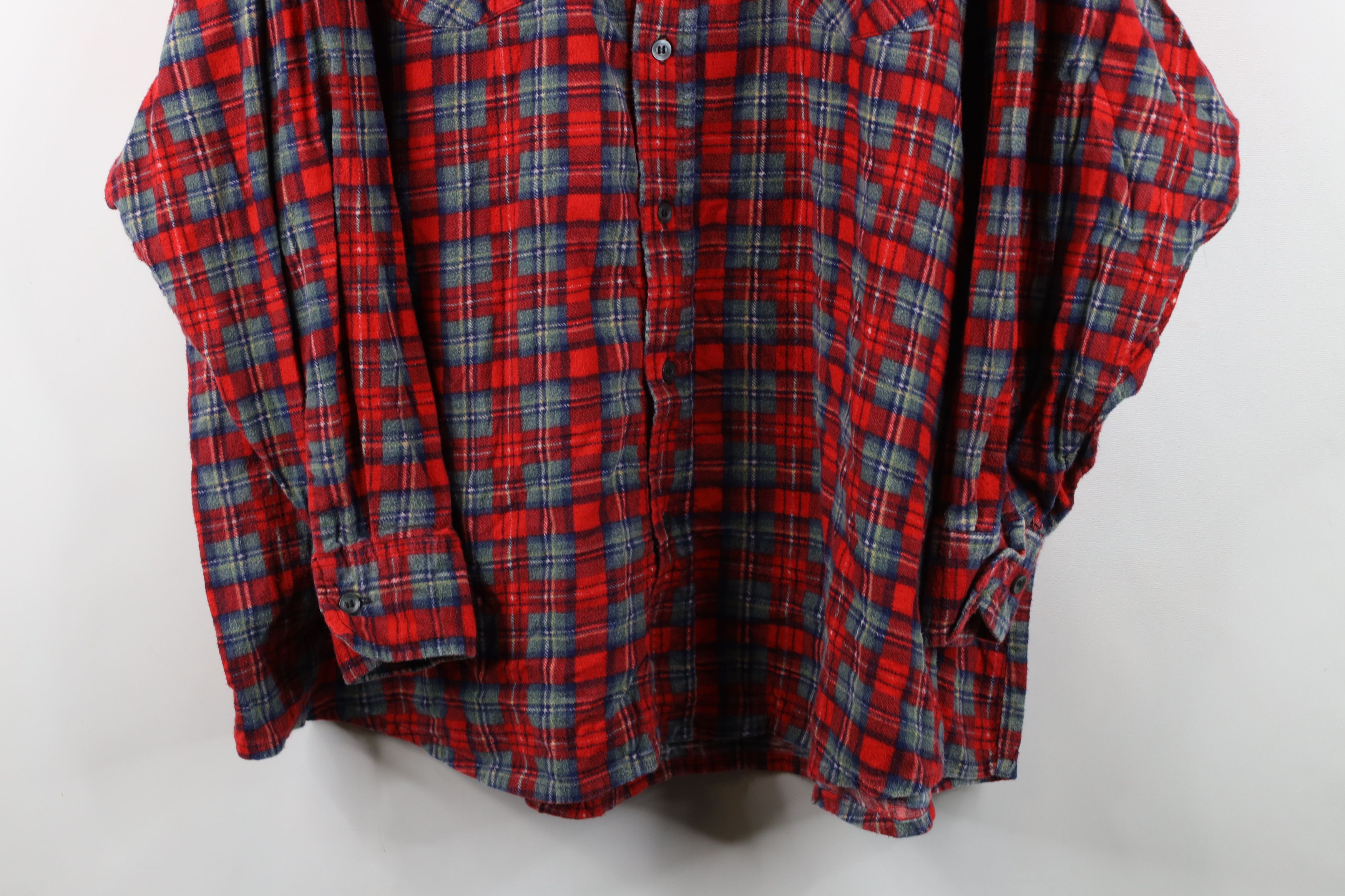 Dickies Vintage 70s Dickies Pocket Flannel Button Shirt Red Plaid Size US XXL / EU 58 / 5 - 3 Thumbnail