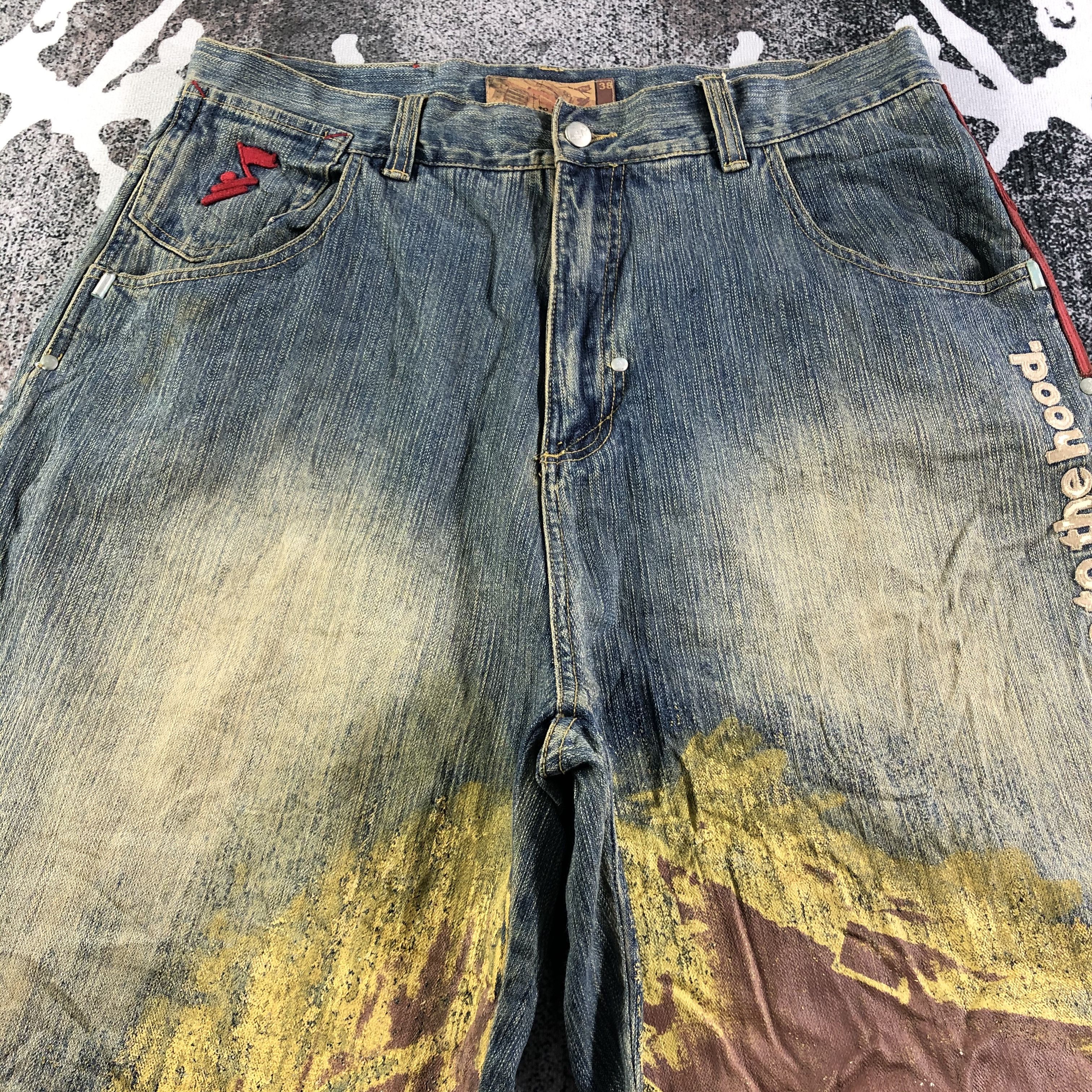 Japanese Brand Vintage Welcome To The Hood Baggy Jeans Printed Denim Size US 38 / EU 54 - 3 Thumbnail