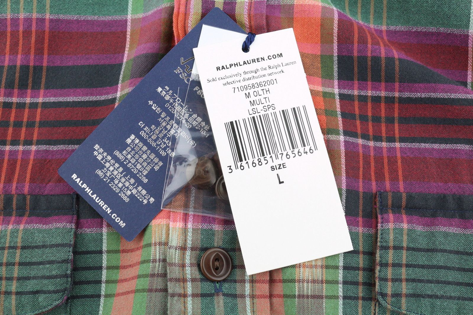 Ralph Lauren L Colourful Check Fit Spread Neck Casual Shirt 87030 Size US L / EU 52-54 / 3 - 8 Thumbnail