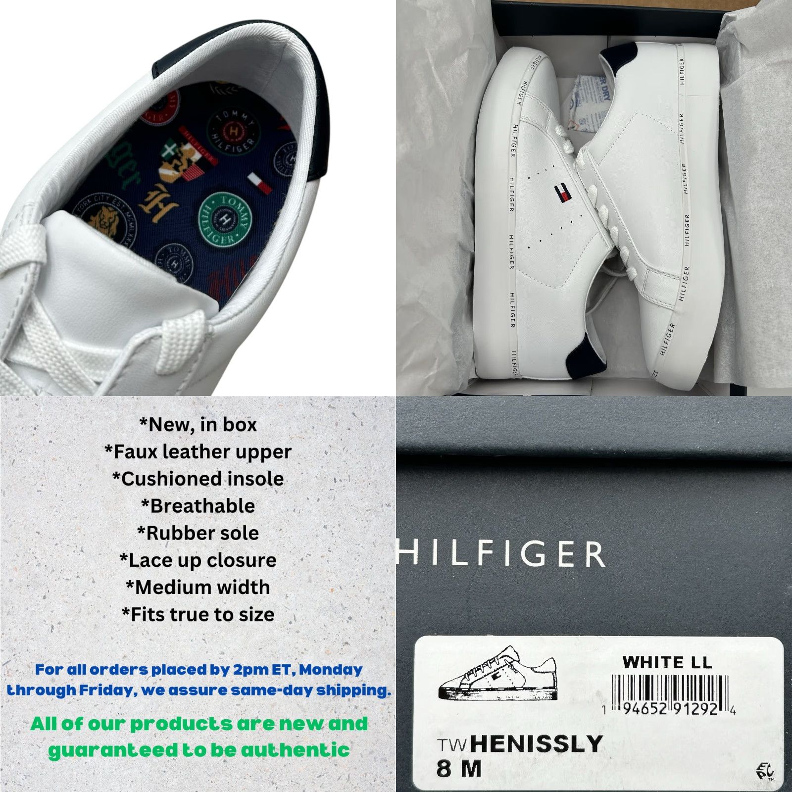 Tommy Hilfiger Tommy Hilfiger Women's Henissly Sneaker Size 8 White Lace Up Casual Stylish Shoe Size US 8 / IT 38 - 8 Thumbnail