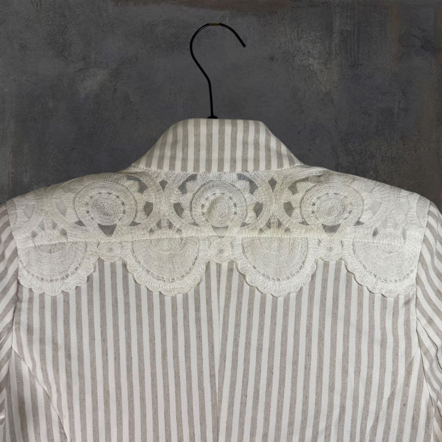 Other Roz & Ali Women's SZ S Striped Blazer w/ Lace Accents Cutesy Size S / US 4 / IT 40 - 8 Thumbnail