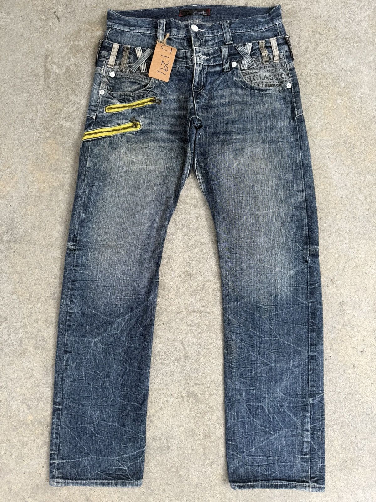 Japanese Brand Japanese Double Waist Dominate Embroidered Distressed Jeans Size US 33 - 2 Thumbnail