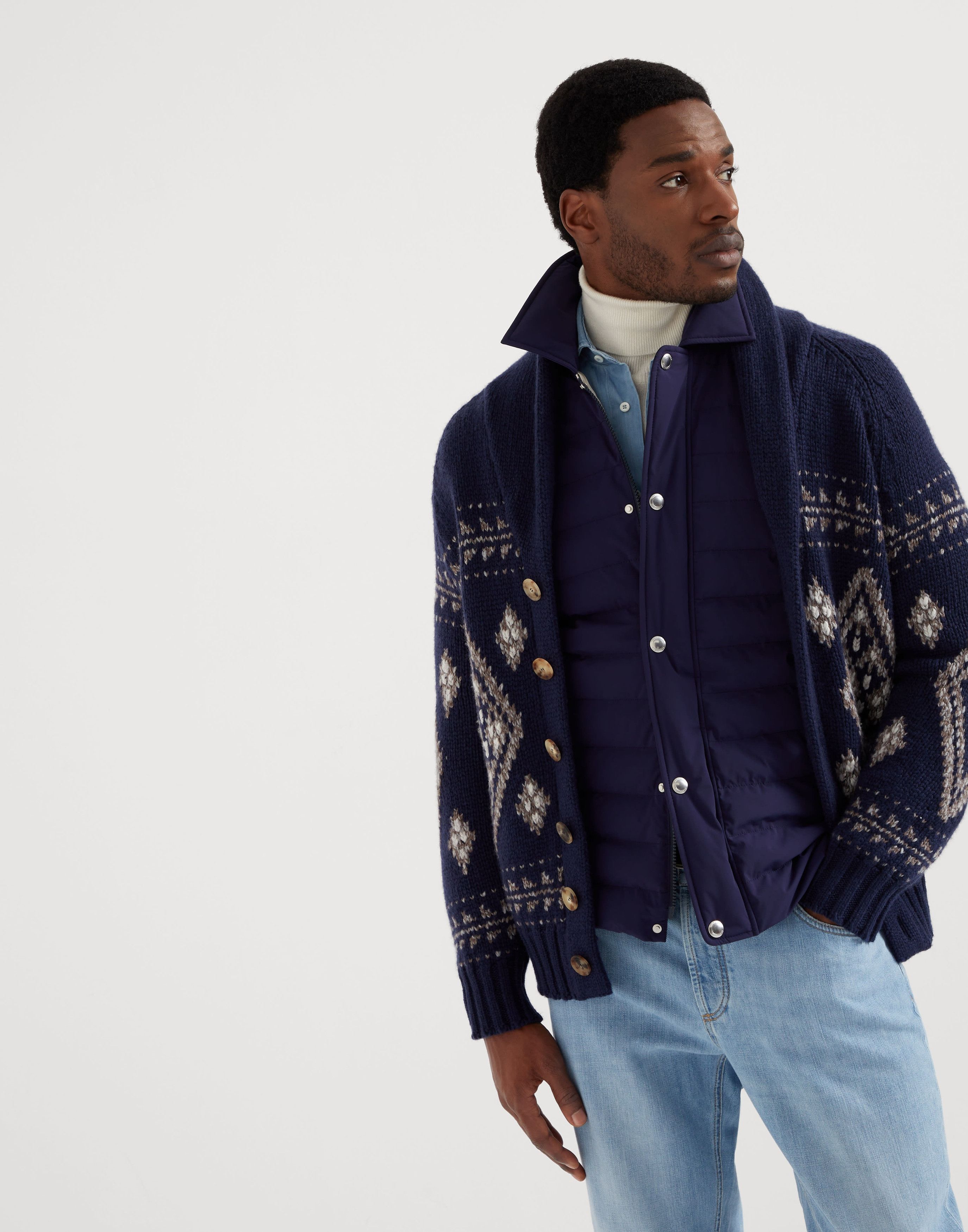 Brunello Cucinelli o1w1db10226 Wr Padded Jacket in Blue Size US L / EU 52-54 / 3 - 3 Thumbnail