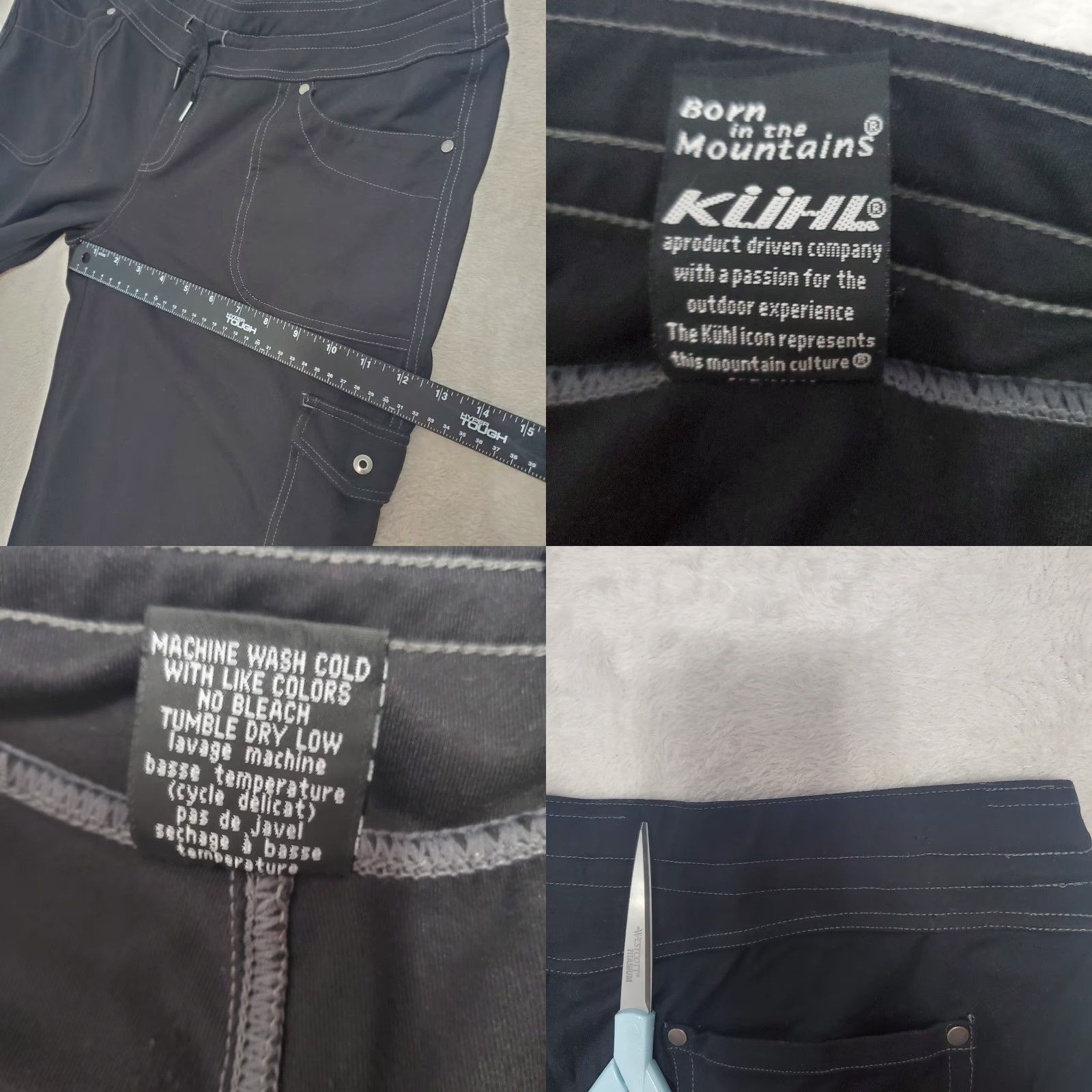 Vintage Kuhl Pants Women 14R Black Nylon Cargo Sweatpants Stretch Pull On Drawstring FLAW Size 36" / US 14 / IT 50 - 9 Thumbnail