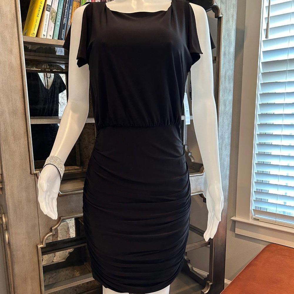 Designer Julia Jordan Ruched Split Sleeve Jersey Dress Size L / US 10 / IT 46 - 3 Thumbnail