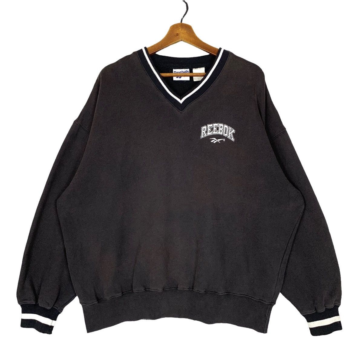 Vintage Reebok Streetwear Small Logo VNeck Sweatshirt Size L
