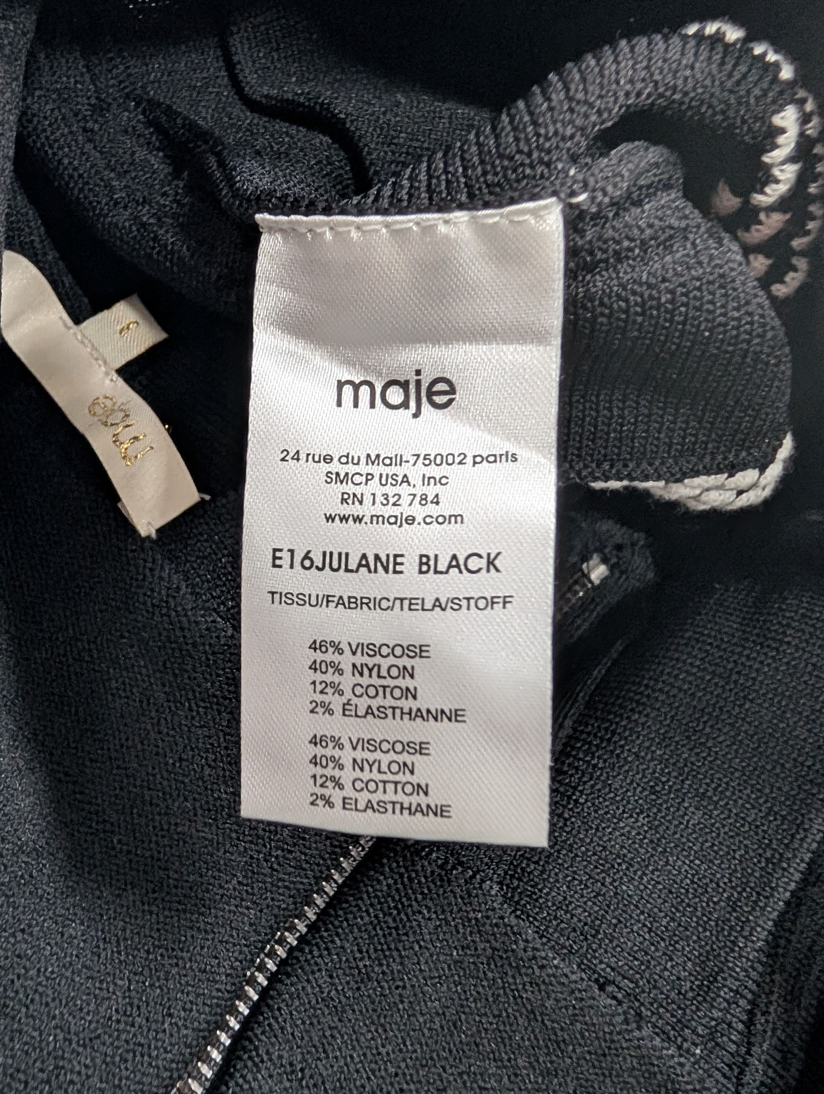 Maje Maje Black A-Line Skirt With White Embroidery Pattern Size 26" / US 2 / IT 38 - 6 Thumbnail