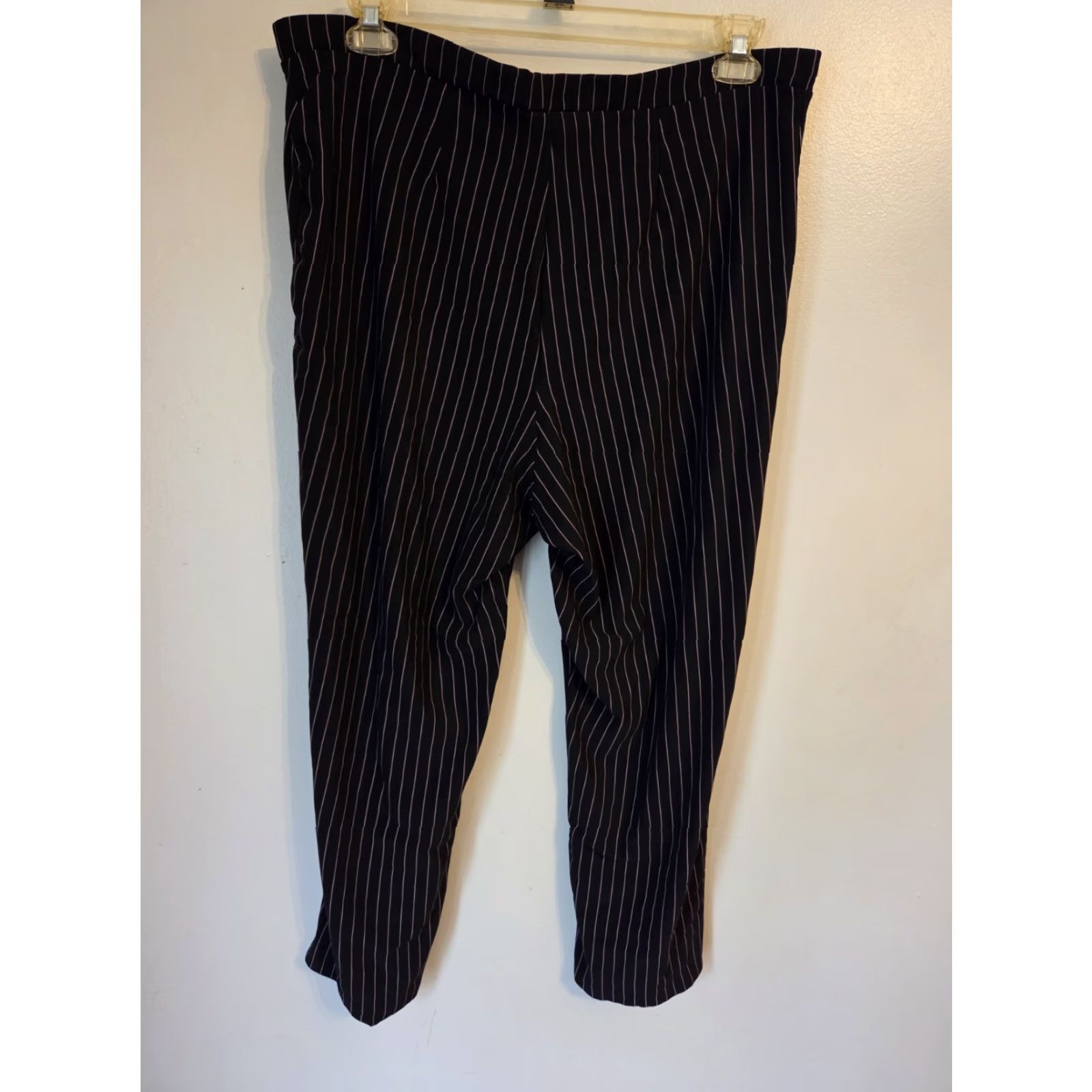 Vintage Studio 1940 Black Pink Pinstripe Pants Trousers 22/24 Plus Dress Pants Elastic Waist Men/Women? No. Size 40" / US 18 - 3 Thumbnail