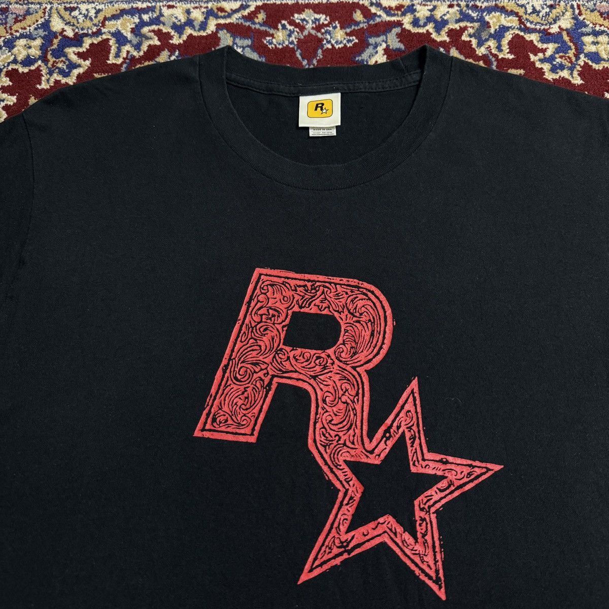 Vintage 2000s Rockstar Games Big Logo video game promo tee