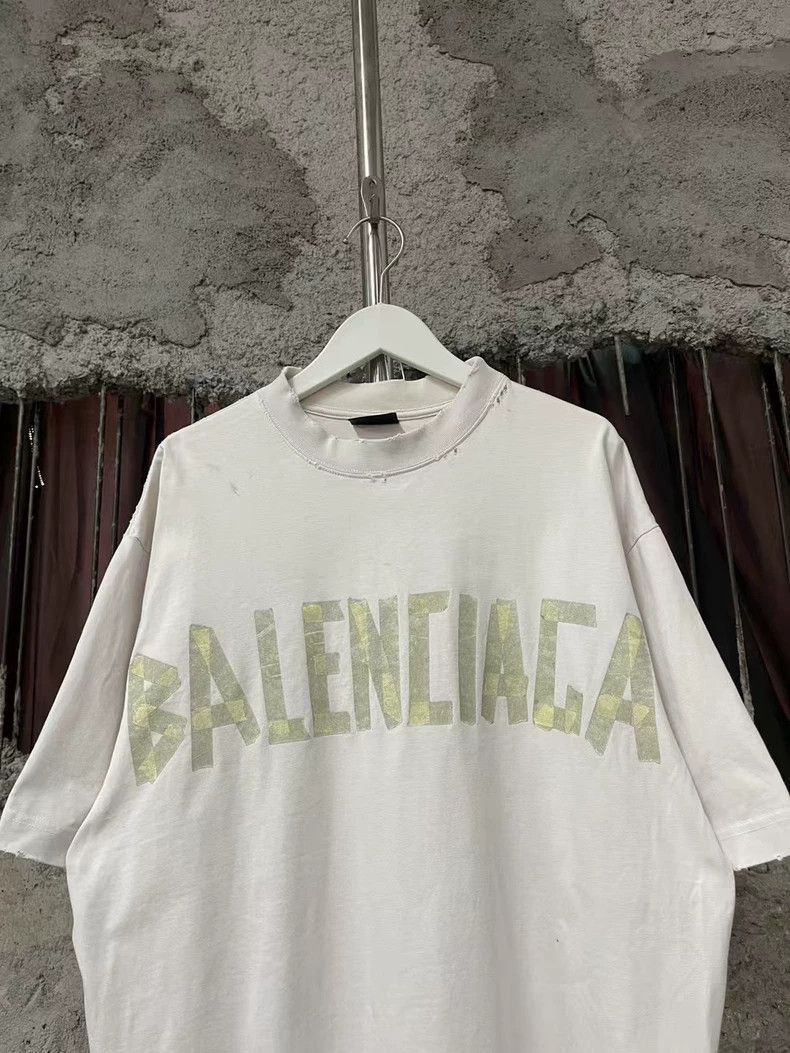 Balenciaga Balenciaga White Yellow Letter Short Sleeve Shirt-2505 Size US XXS / EU 40 - 3 Thumbnail