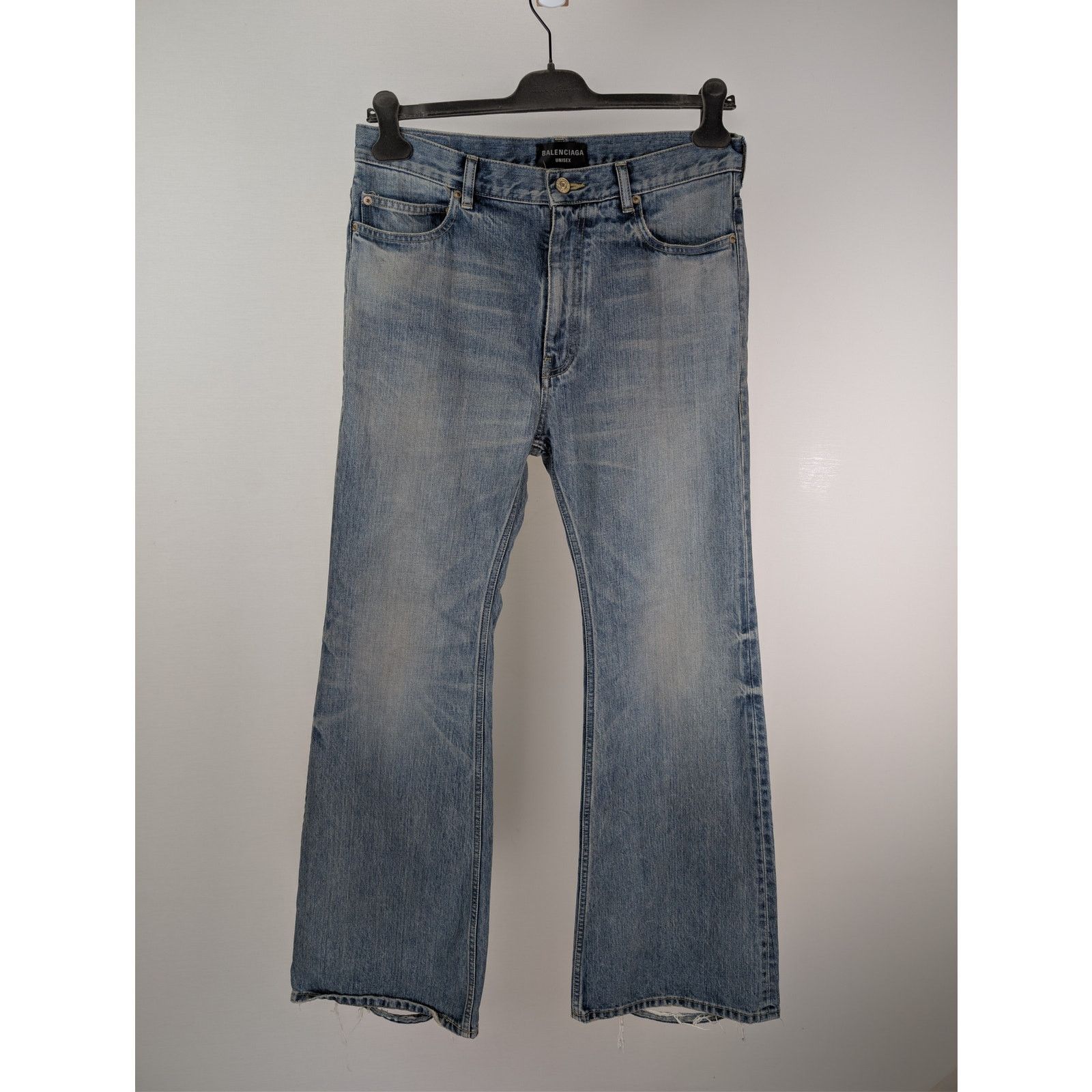 Balenciaga o1rshd1 Unisex Organic Selvedge Denim Flared Pants in Blue Size US 30 / EU 46 - 2 Thumbnail