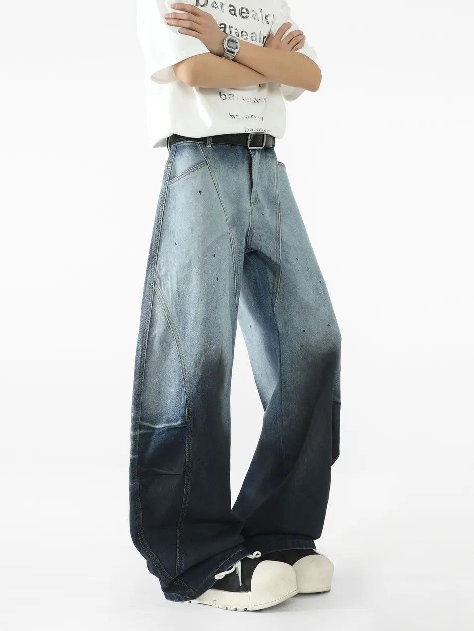 Japanese Brand Retro loose gradient splashed ink jeans Size US 32 / EU 48 - 3 Thumbnail