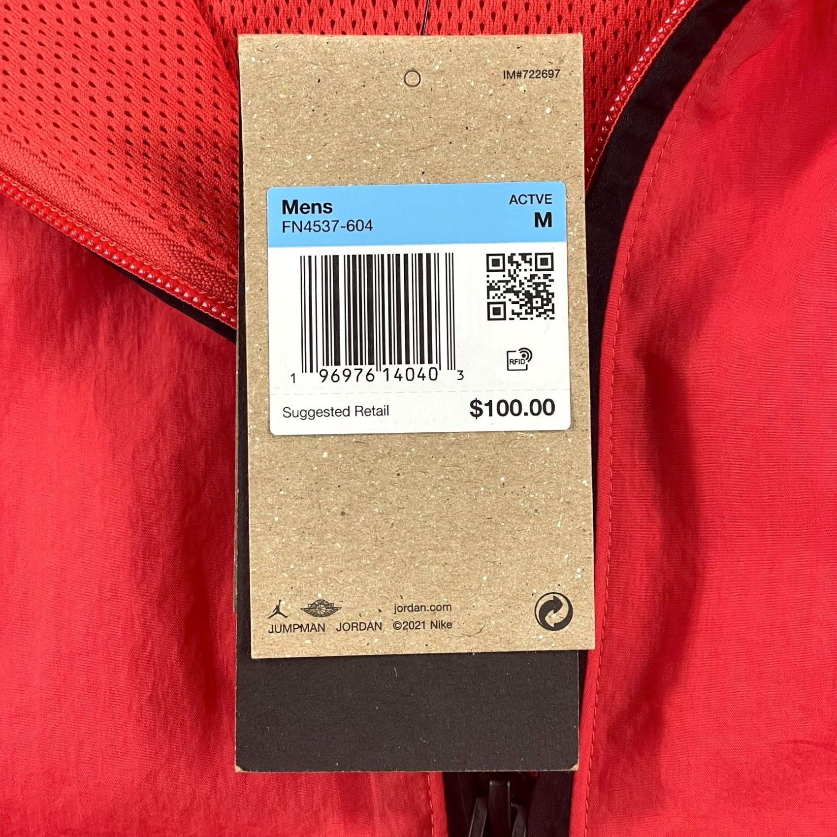 Jordan Brand Jordan Jacket Mens M Red Nike Air Essentials Woven Men Black Trim Nylon NWT Size US M / EU 48-50 / 2 - 3 Thumbnail