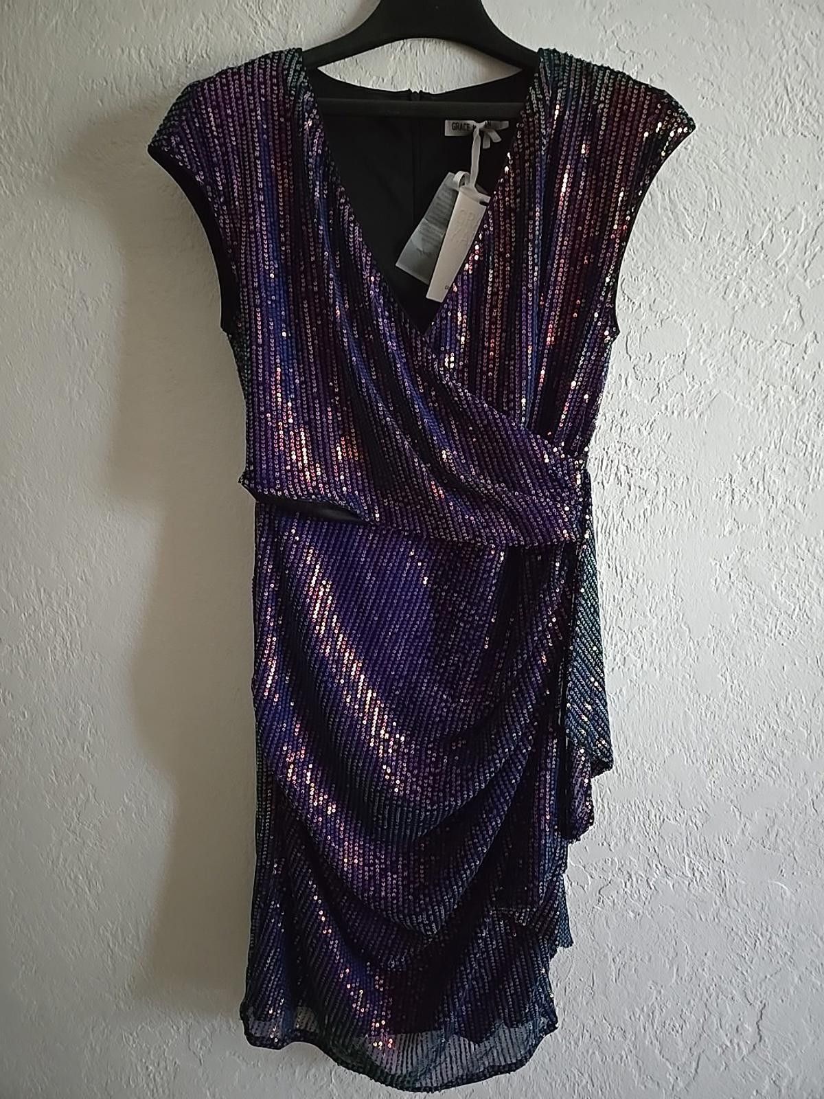 Other NWT Grace Karin Wrap Dress Women's M Purple Sequin Sparkly Size M / US 6-8 / IT 42-44 - 2 Thumbnail