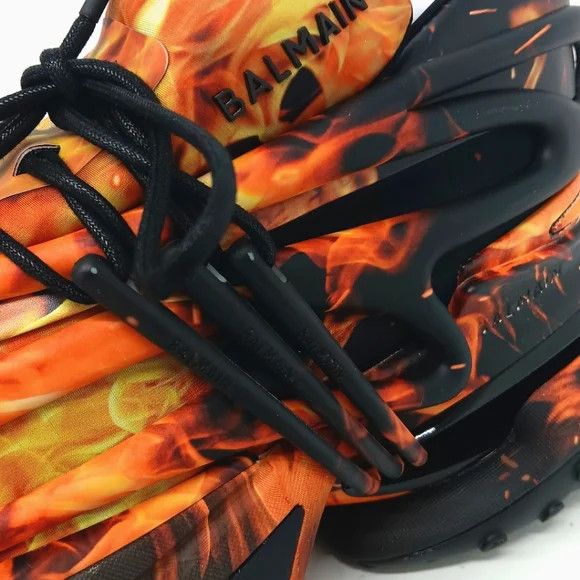 Balmain Balmain Men's Unicorn Flame Printed Low Sneakers- EU44/US11 Size US 11 / EU 44 - 7 Thumbnail