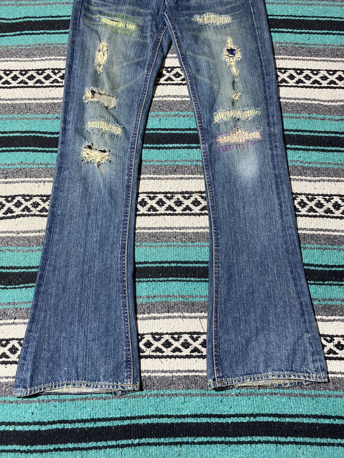 If Six Was Nine SLY Japan Distressed Bootcut Denim Size US 30 / EU 46 - 3 Thumbnail