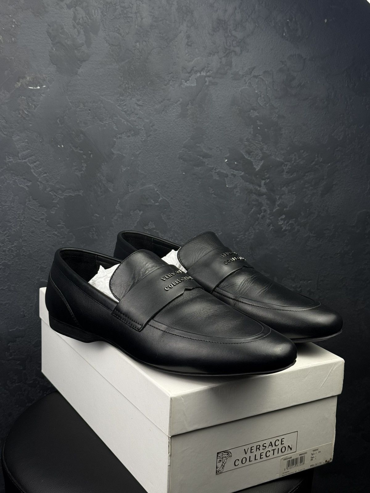 Versace Versace Collection Men's Black Leather Loafers Slip Size US 10.5 / EU 43-44 - 3 Thumbnail