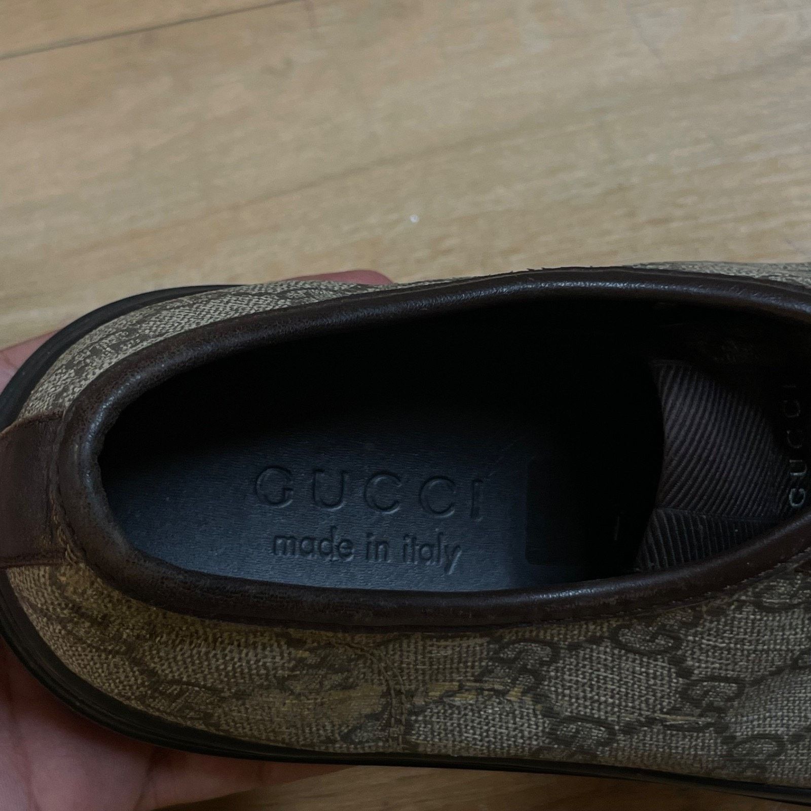 Gucci GUCCI Sneakers BROWN Leather low Top GG Monogram Canvas Size US 8 / EU 41 - 19 Thumbnail