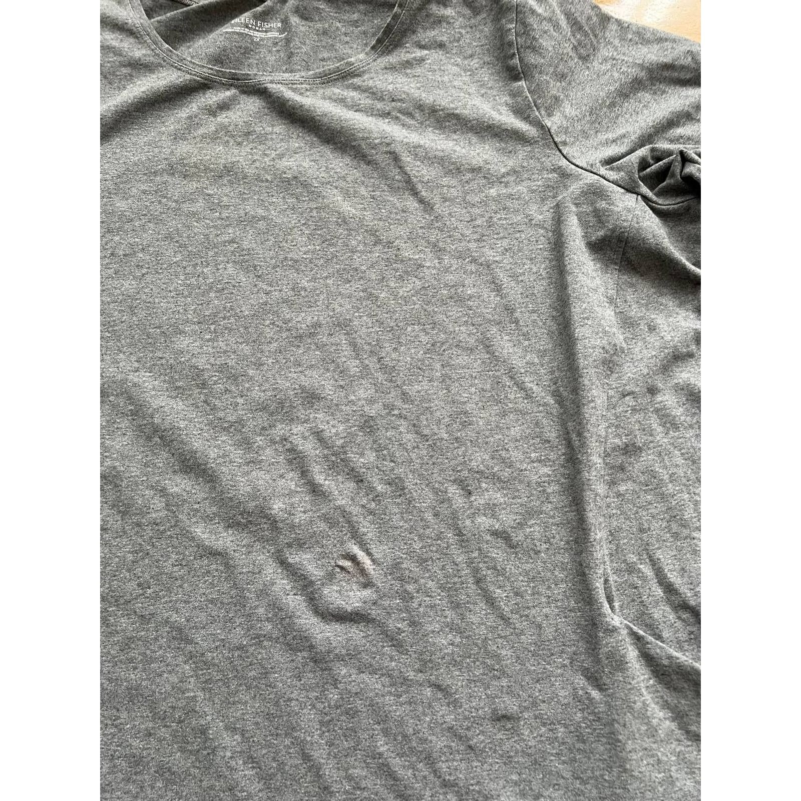 Eileen Fisher EILEEN FISHER Grey 3/4 Cotton Neck Knit Gray Top 2X A003150 Size XXL / US 16-18 / IT 52-54 - 5 Thumbnail