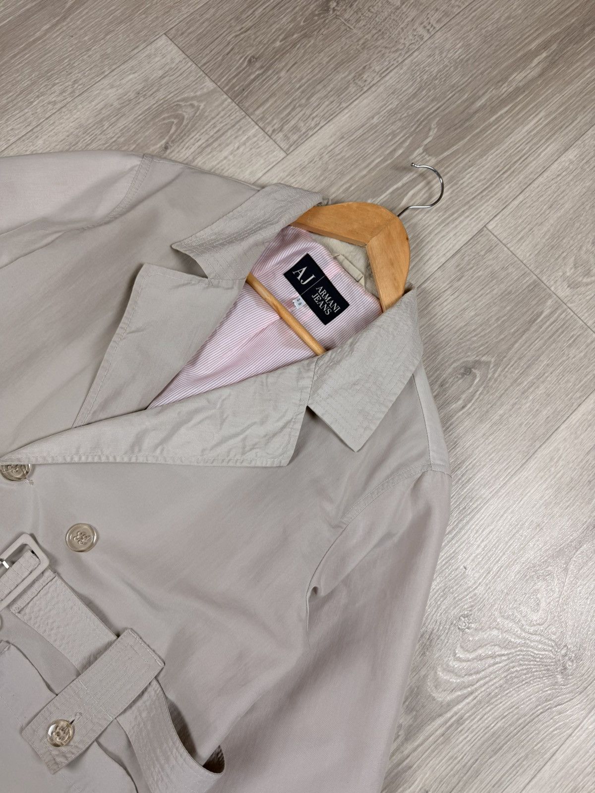 Armani Armani Jeans Double Breasted Trench Coat Jacket Belt Size L / US 10 / IT 46 - 2 Thumbnail