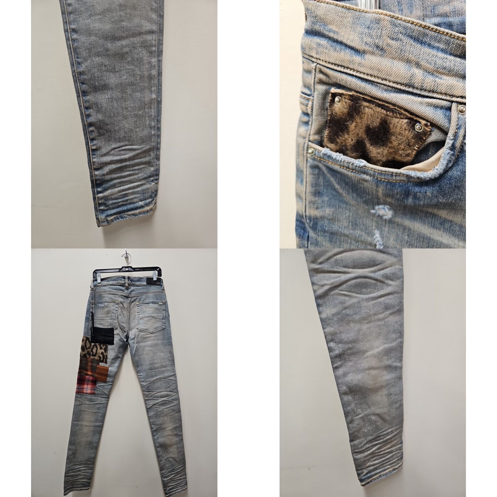 Amiri AMIRI PATCHWORK ARTPATCH CLAY INDIGO SIZE 34 JEANS Pants Jeans Slim 5-Pocket Distressed Mens 34x33.5 Blue Cotton Button Closure Vintage No Size US 34 / EU 50 - 8 Thumbnail