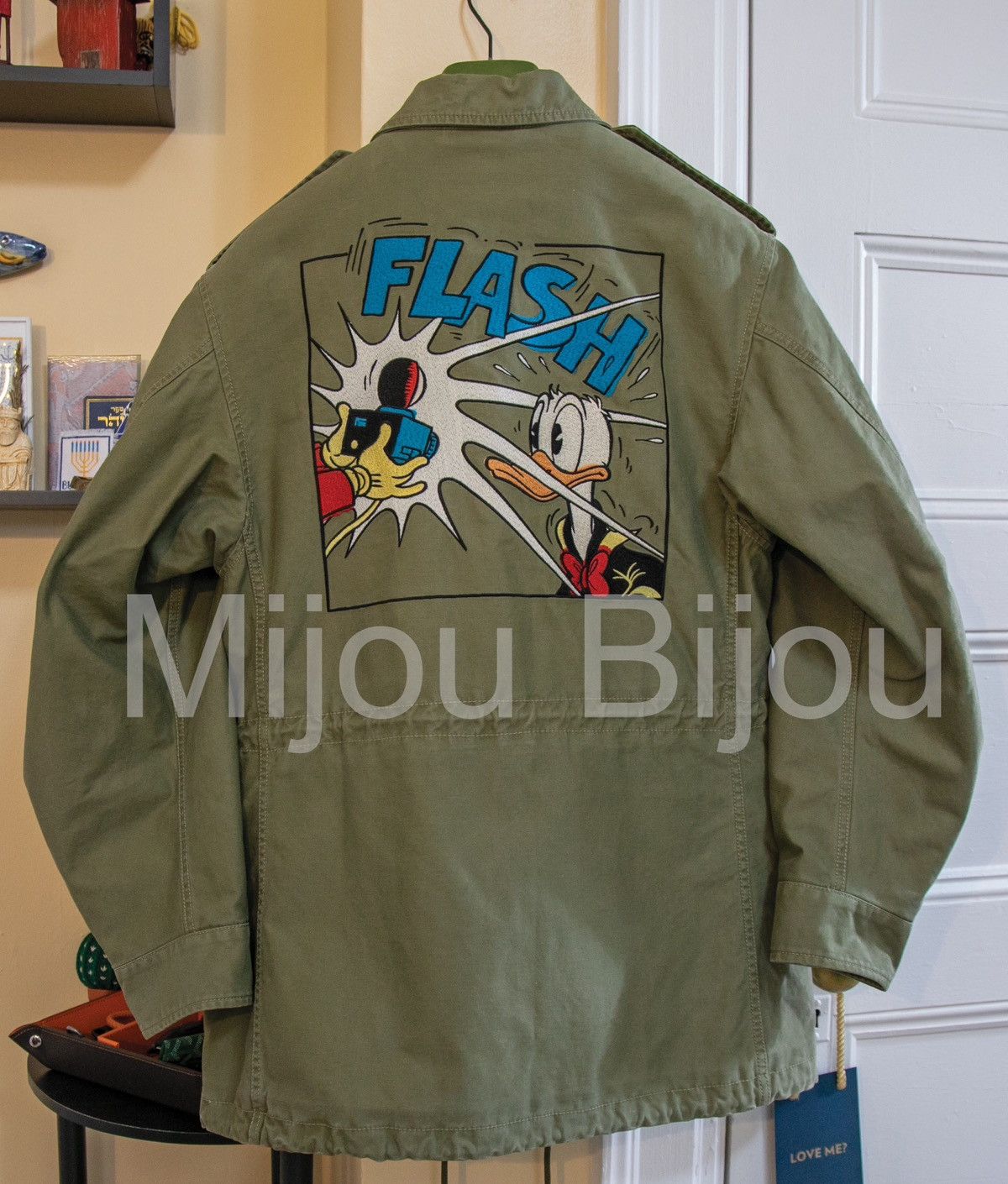 image of Gucci X Disney Donald Duck Parka Jacket Medium in Green, Men's