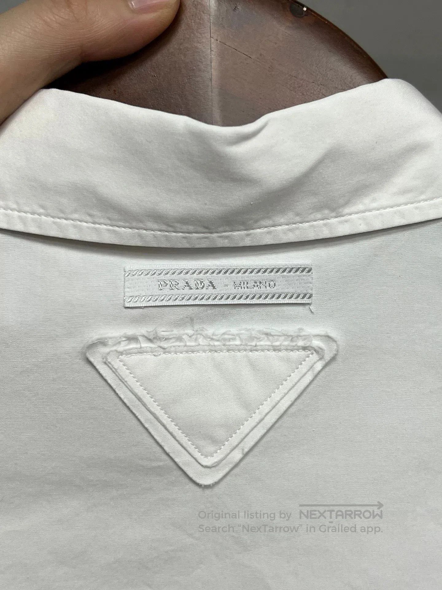 Prada Prada Cotton Triangle Logo Shirt. Size S / US 4 / IT 40 - 3 Thumbnail
