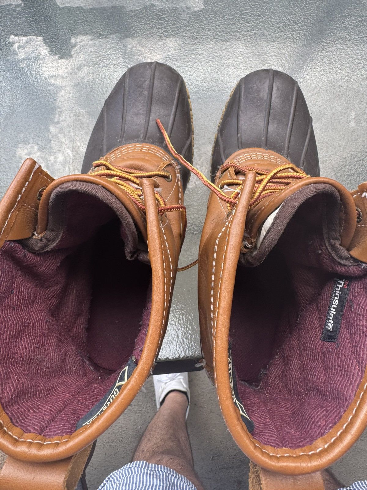 Vtg LL Bean Mens Burgundy Leather Moc Toe Boots Lace Up -Italy  Sz 11‎ LL Bean Goretex Thinsulate Bean Boots - Made in USA main image 3